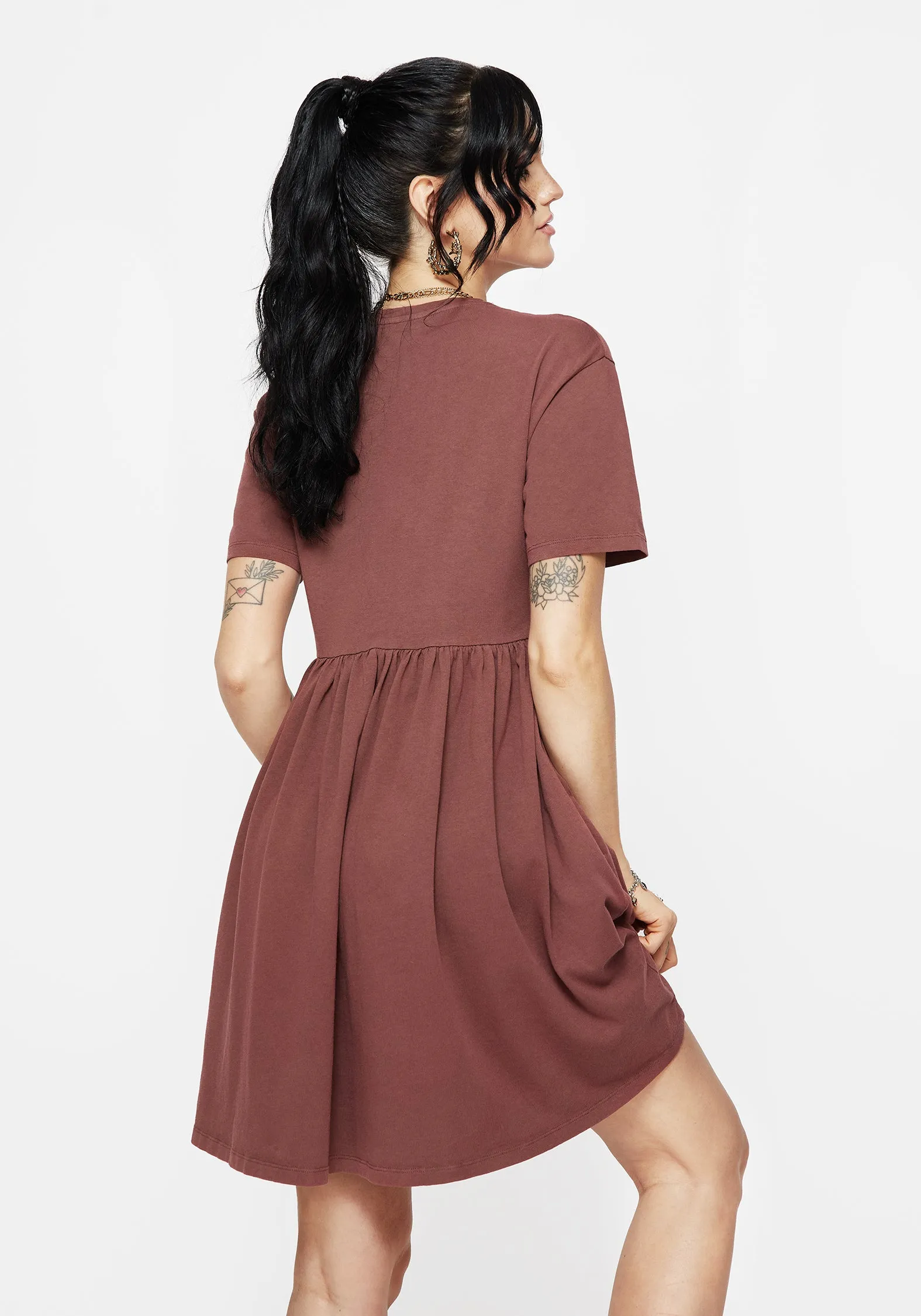 Plus Fit Wedding-Guest Aster Cotton Pentagram Embroidered Mini Skater Dress