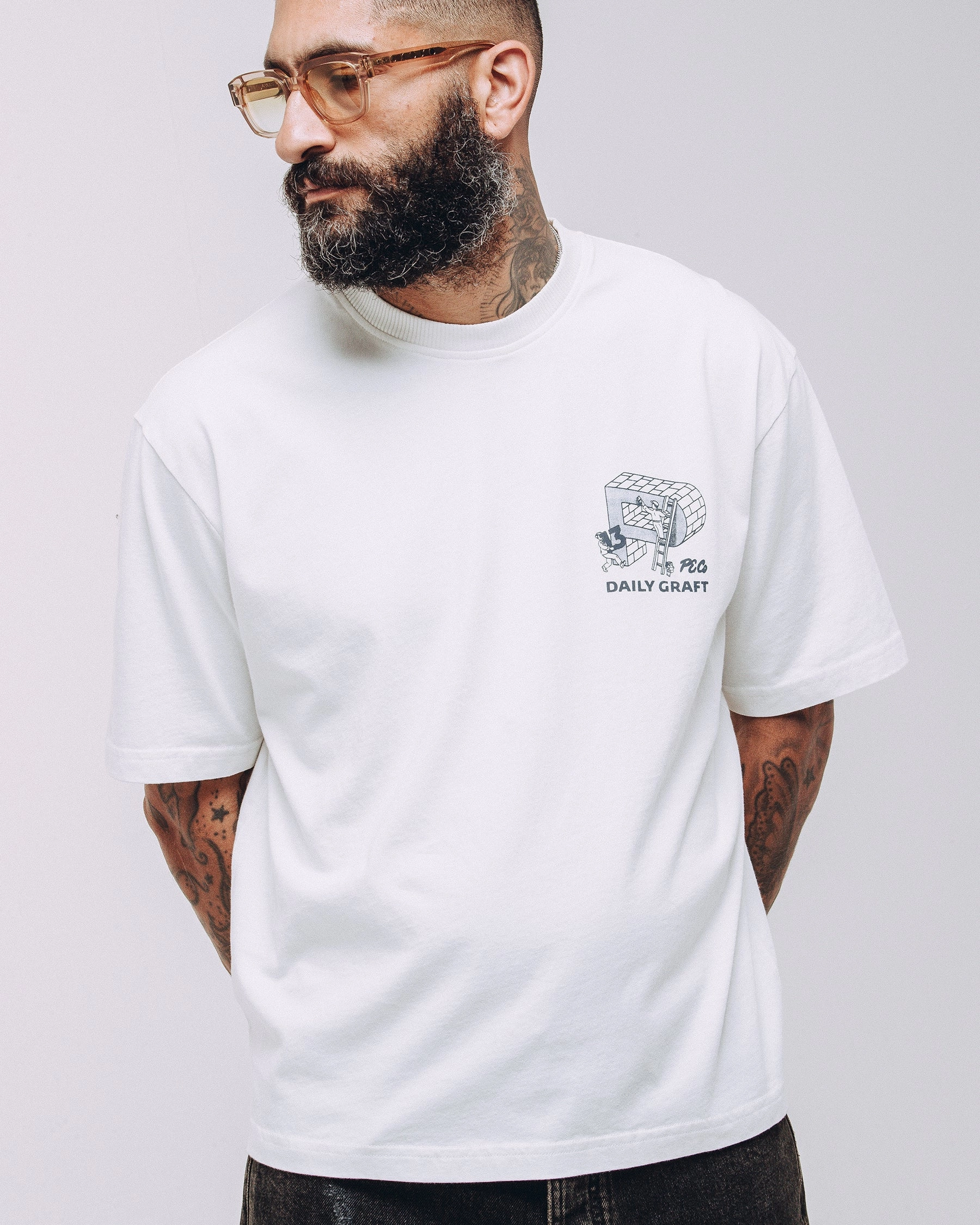 Daily Graft Boxy T-Shirt - Off White Lightweight Weave