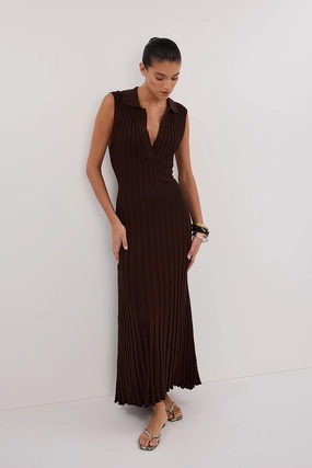 HAL CHOC SLEEVELESS KNIT MAXI DRESS Anti-bacterial