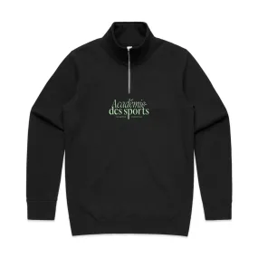 Vice 84 'Acad??mie Des Sports Script' 1/4 Zip Sweater - Black Elegant Comfort Flatlock stitching