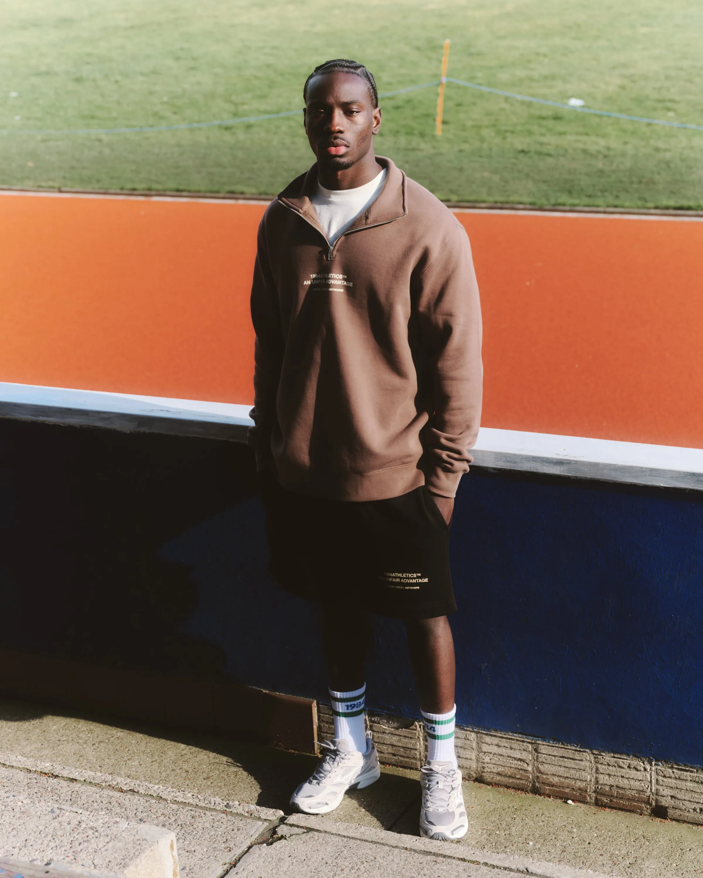 Vintage Wash Finish Timeless Layer Vice 84 'Athletics' 1/4 Zip Sweater - Walnut