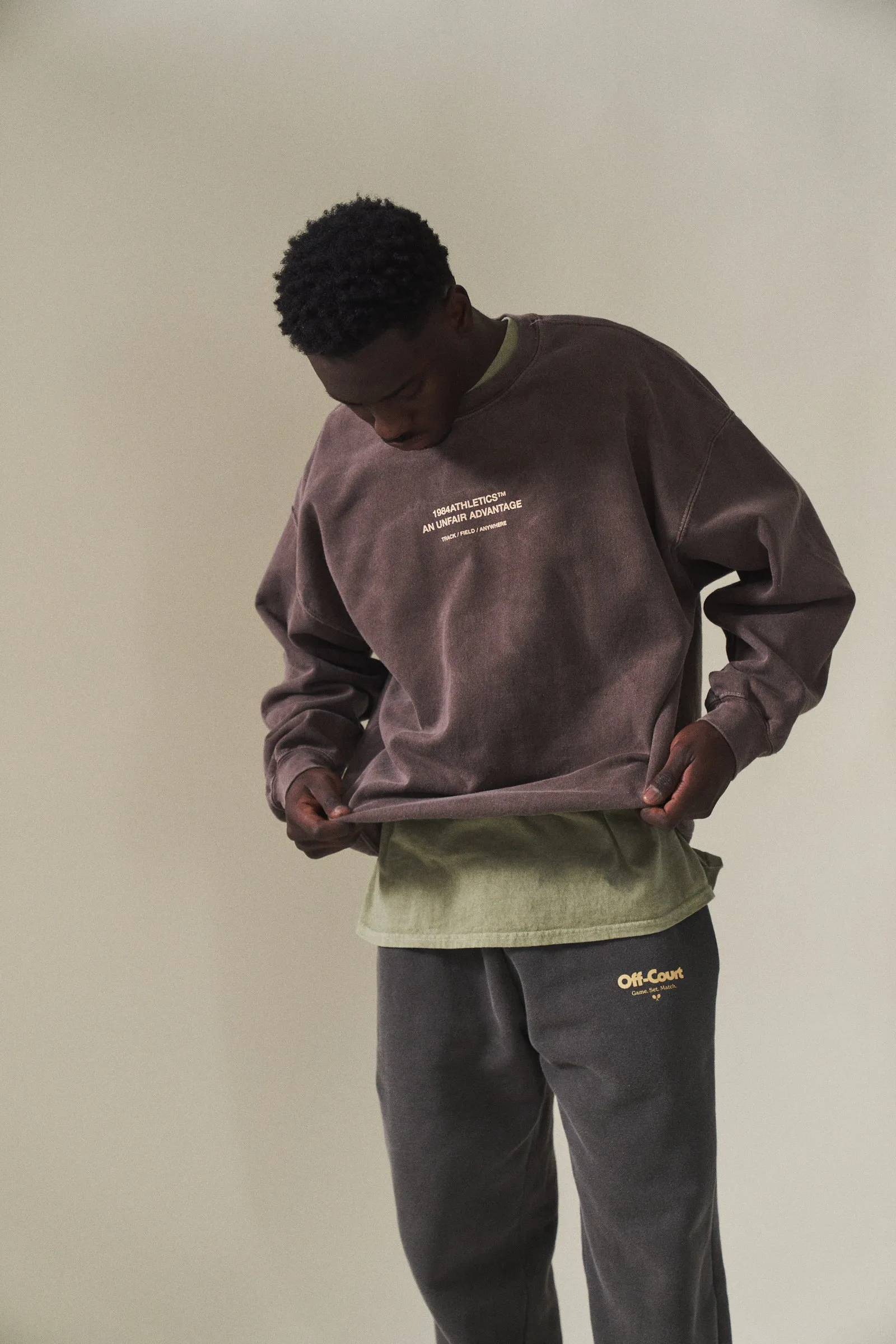 Layering pieces Vice 84 'Athletics' Vintage Washed Sweater - Chocolate