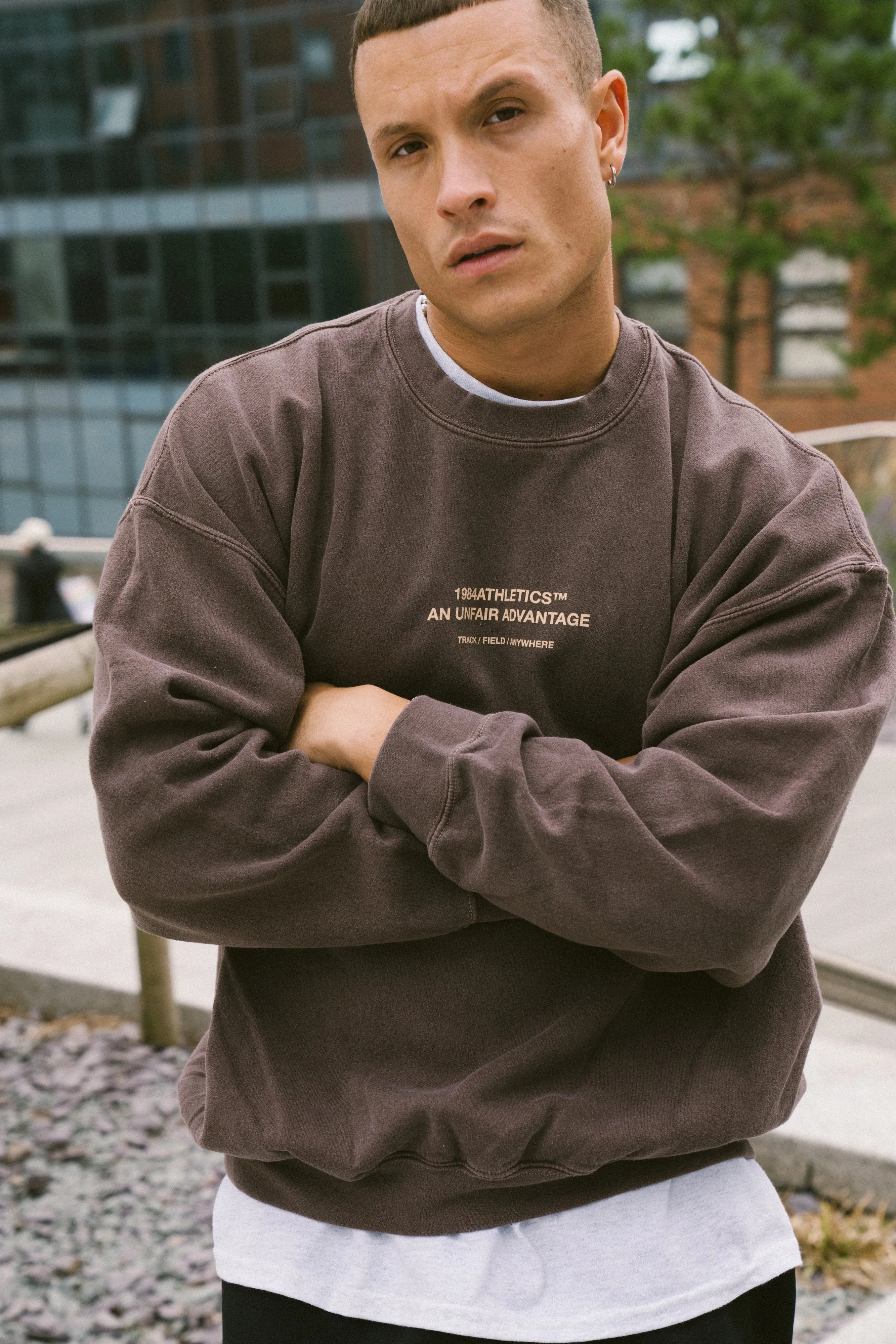 Vice 84 'Athletics' Vintage Washed Sweater - Chocolate Cozy Knit Touch Soft Knit Style