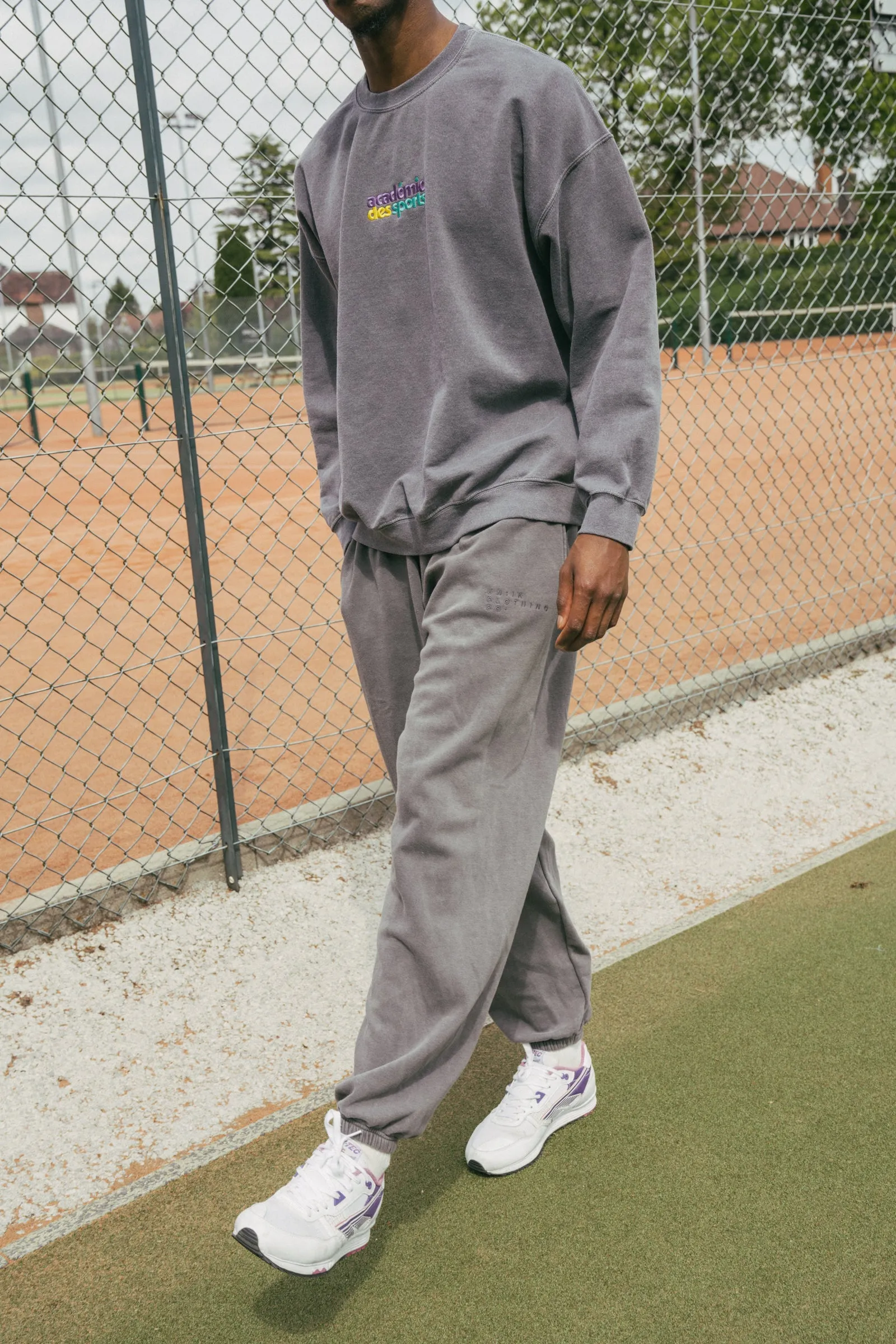 Vice 84 'Club Acad??mie' Embroidered Sweater - Vintage Washed Charcoal Trendy Knit Eco Friendly Knitwear