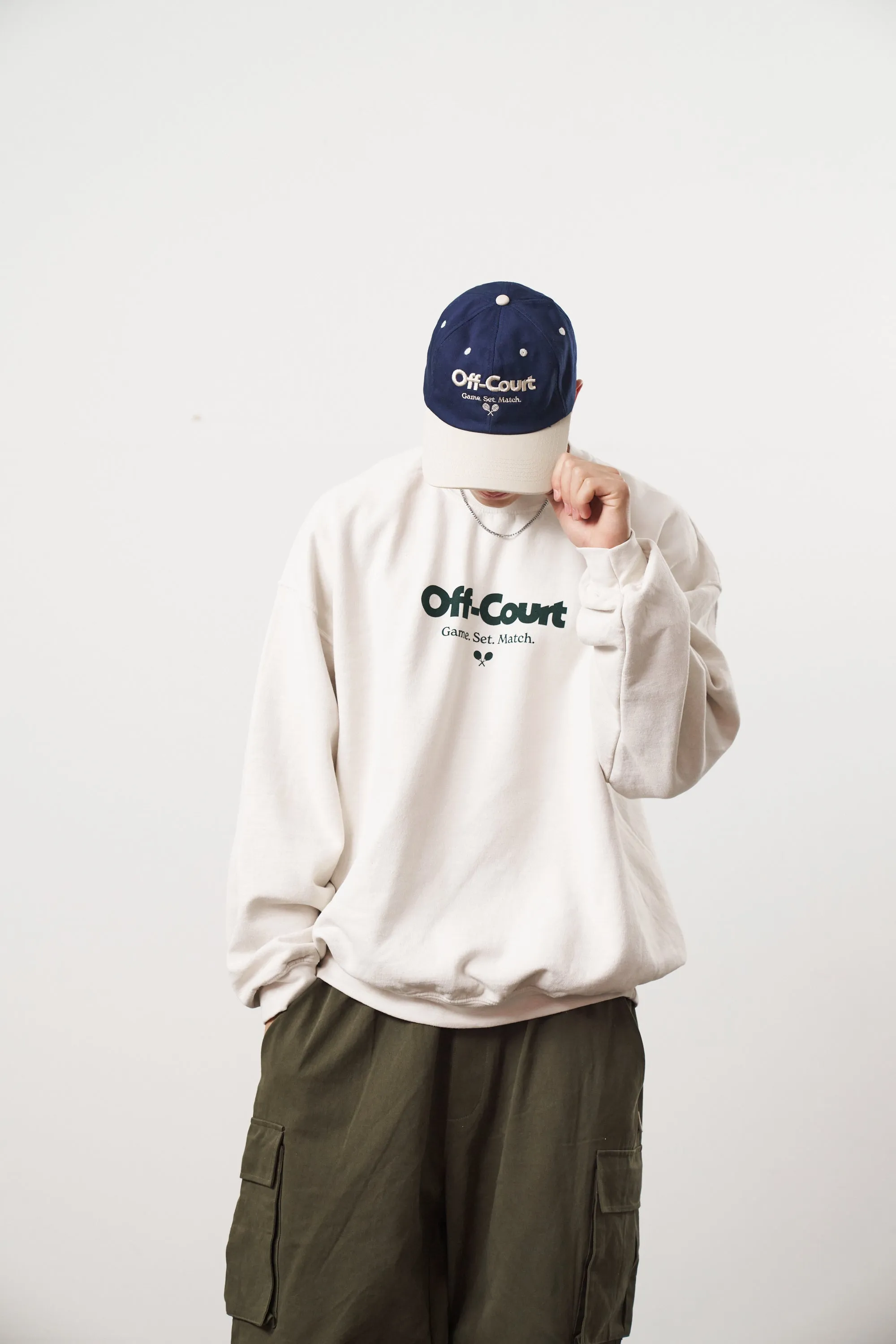 Vice 84 'Off-Court GSM' Vintage Washed Sweater - Cream Microfiber Insulation