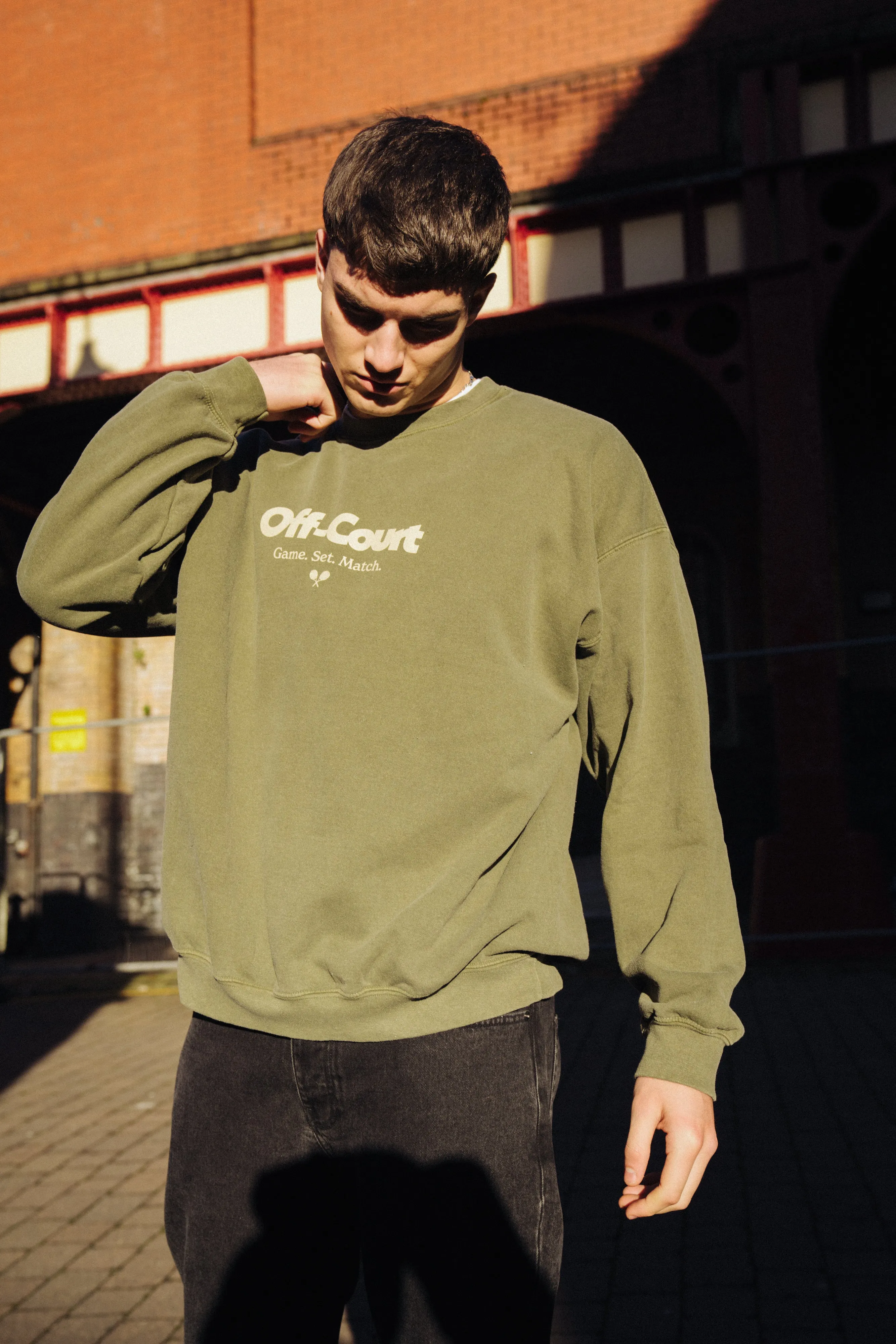 Vice 84 'Off-Court GSM' Vintage Washed Sweater - Khaki Comfy Warmth
