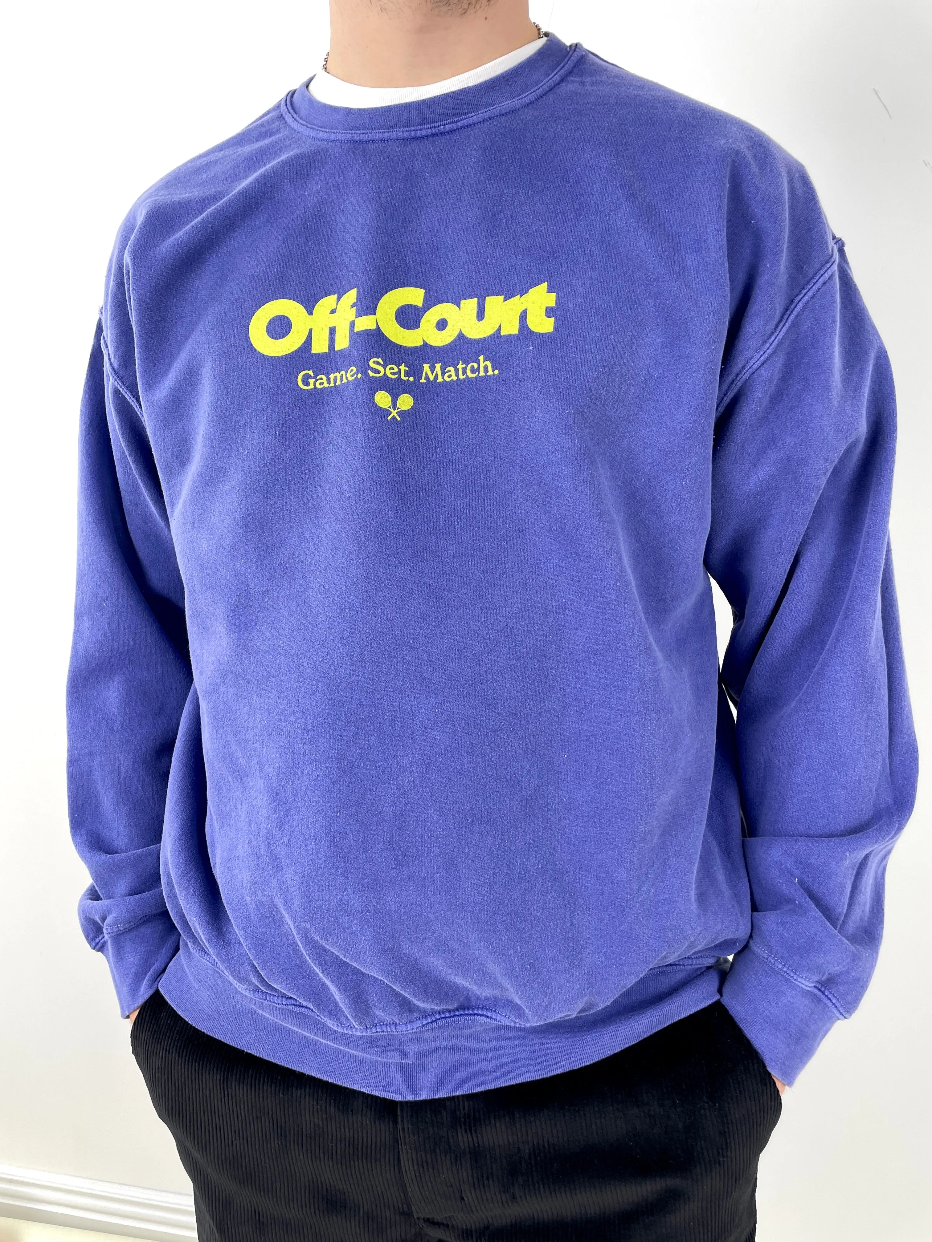 Vice 84 'Off-Court GSM' Vintage Washed Sweater - Purple Soft Fabric
