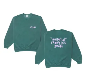 Vice 84 'Original Sporting Goods' Vintage Washed Sweater - Bottle Green Classic Comfort Lattice Stitch Pattern