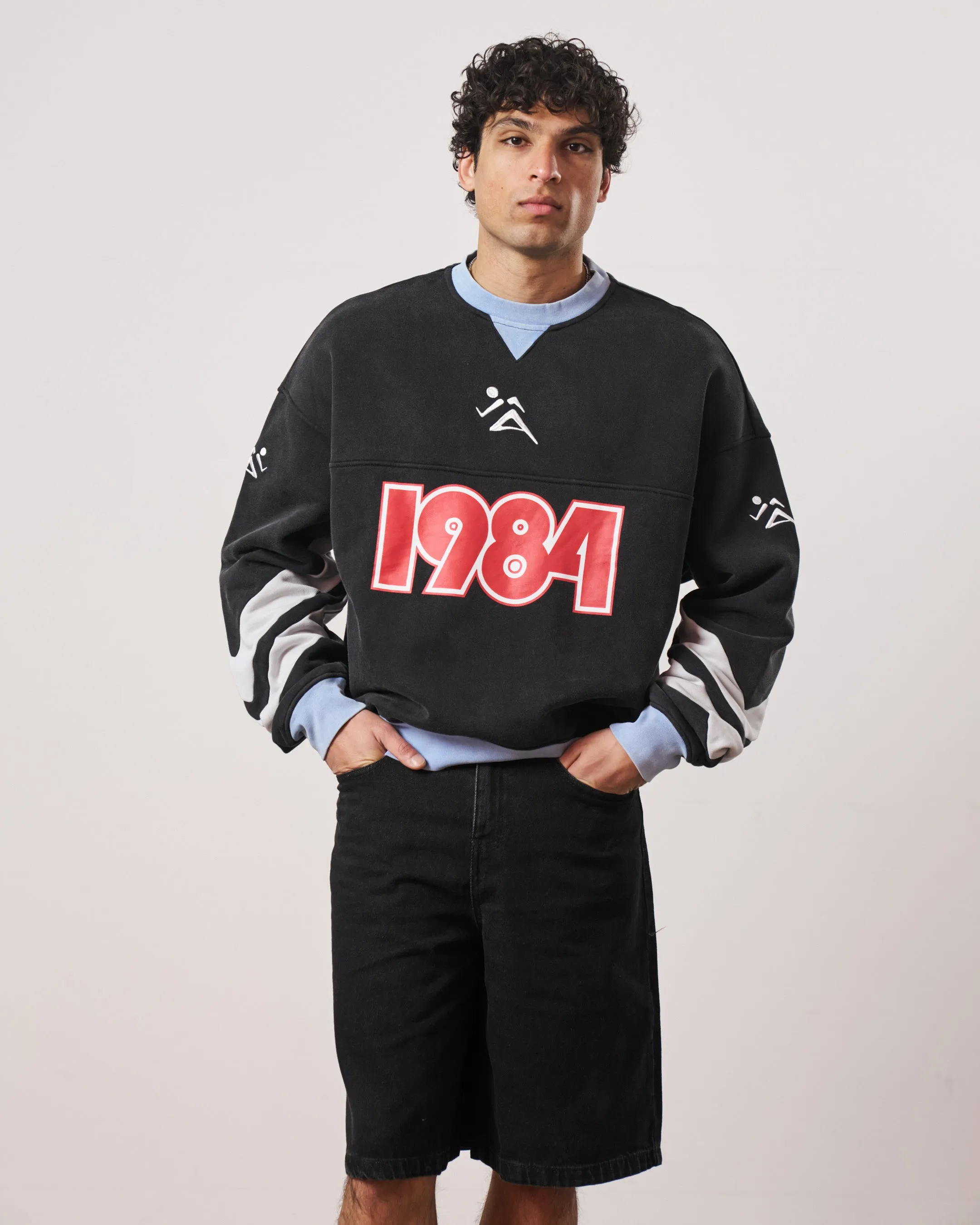 Winter Essentials Warm & Soft Vice 84 'Pre-Match' Heavyweight Washed Sweater - Black