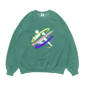 Vice 84 'Retro Spray' Vintage Washed Sweater - Green Recycled Fiber
