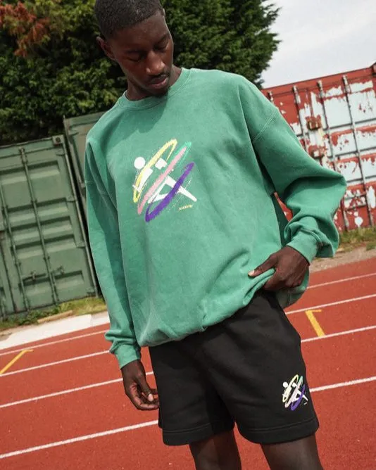 Vice 84 'Retro Spray' Vintage Washed Sweater - Green Resilient Stretch Fabric Soft and Elegant