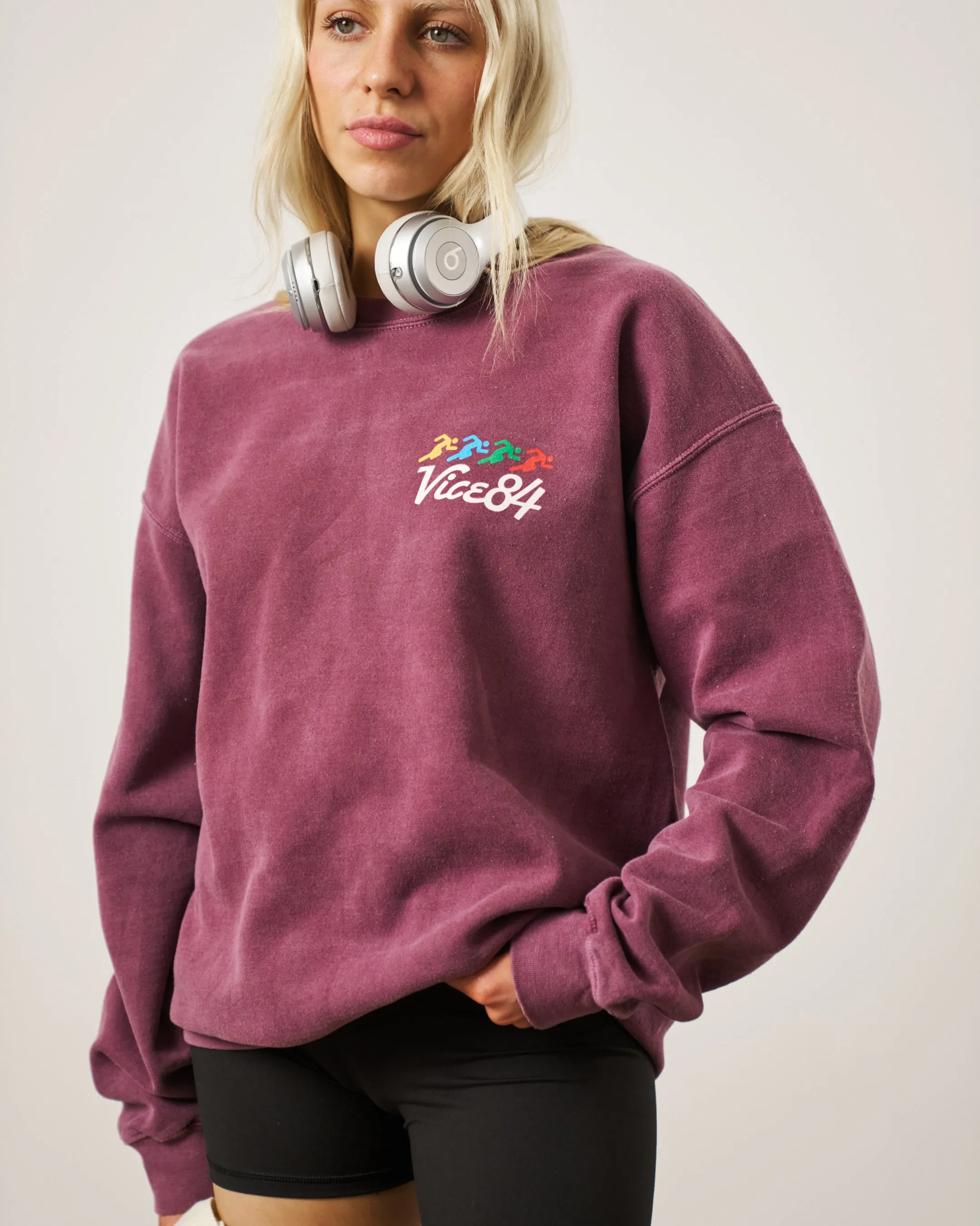 Vice 84 'Runner' Vintage Washed Sweater - Maroon Comfy Knitwear