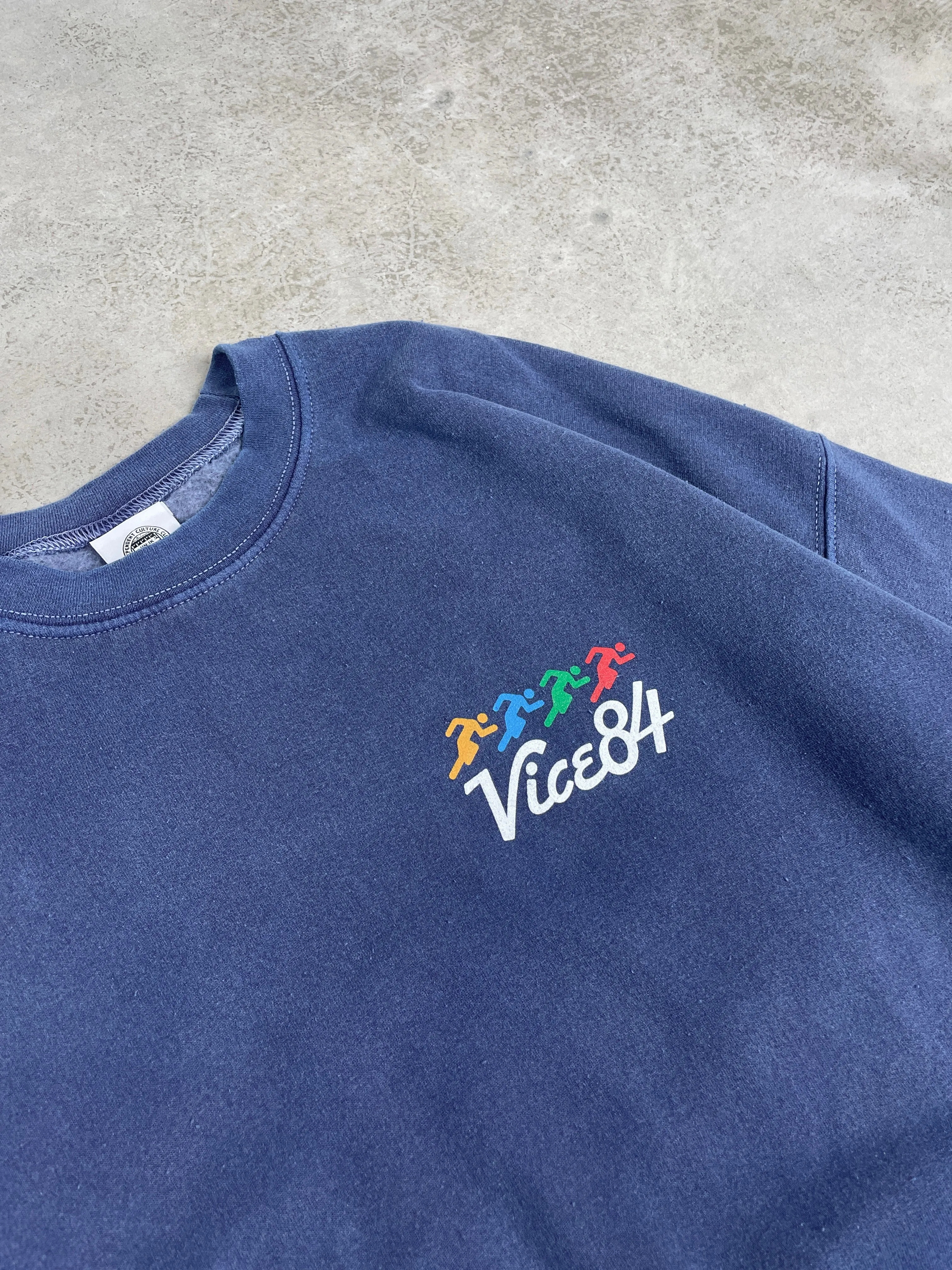 Fine Gauge Breathable Mesh Panels Vice 84 'Runner' Vintage Washed Sweater - Navy
