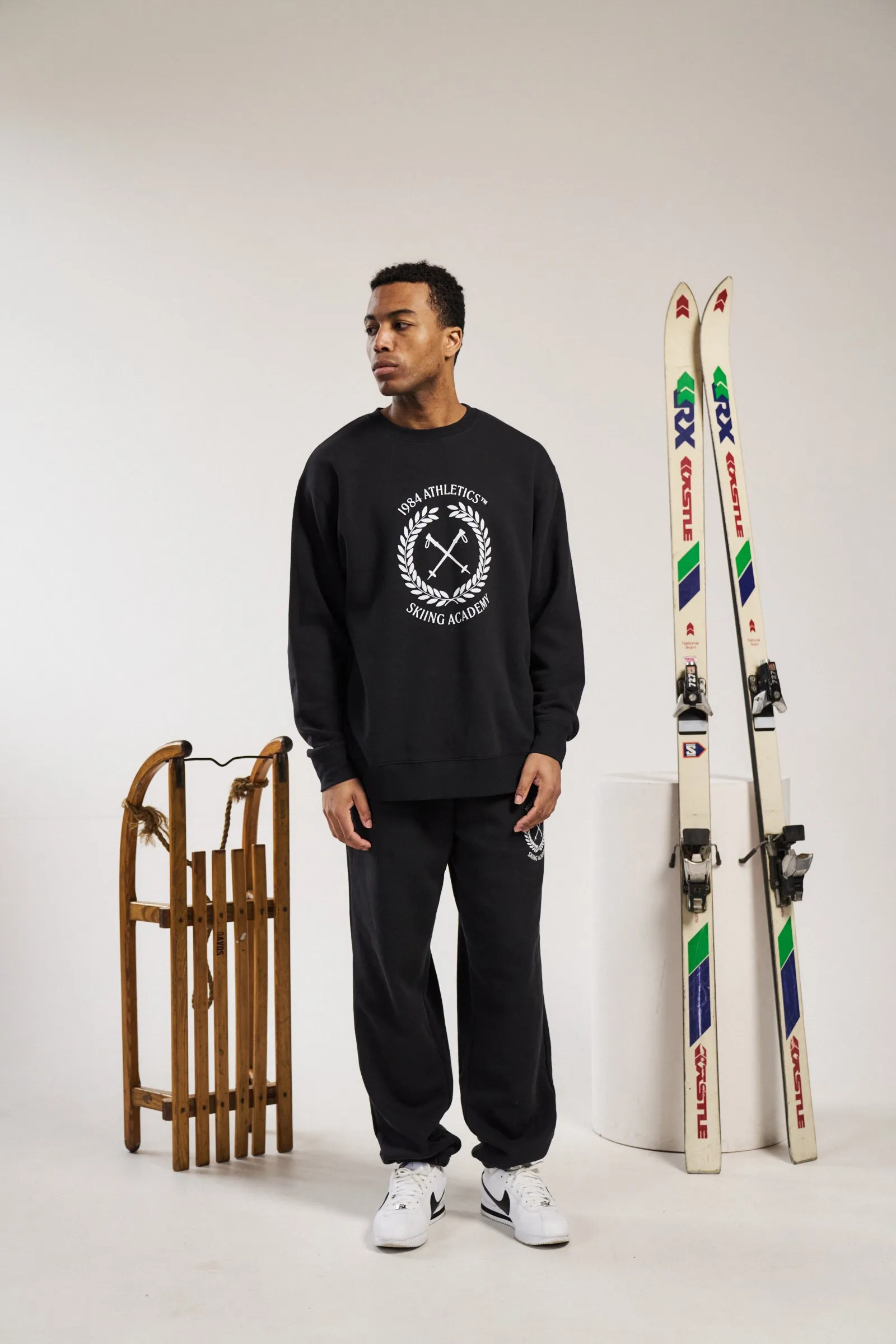 Vice 84 'Ski Academy' Crew Sweater - Black Casual Comfort Layer Light Knitwear