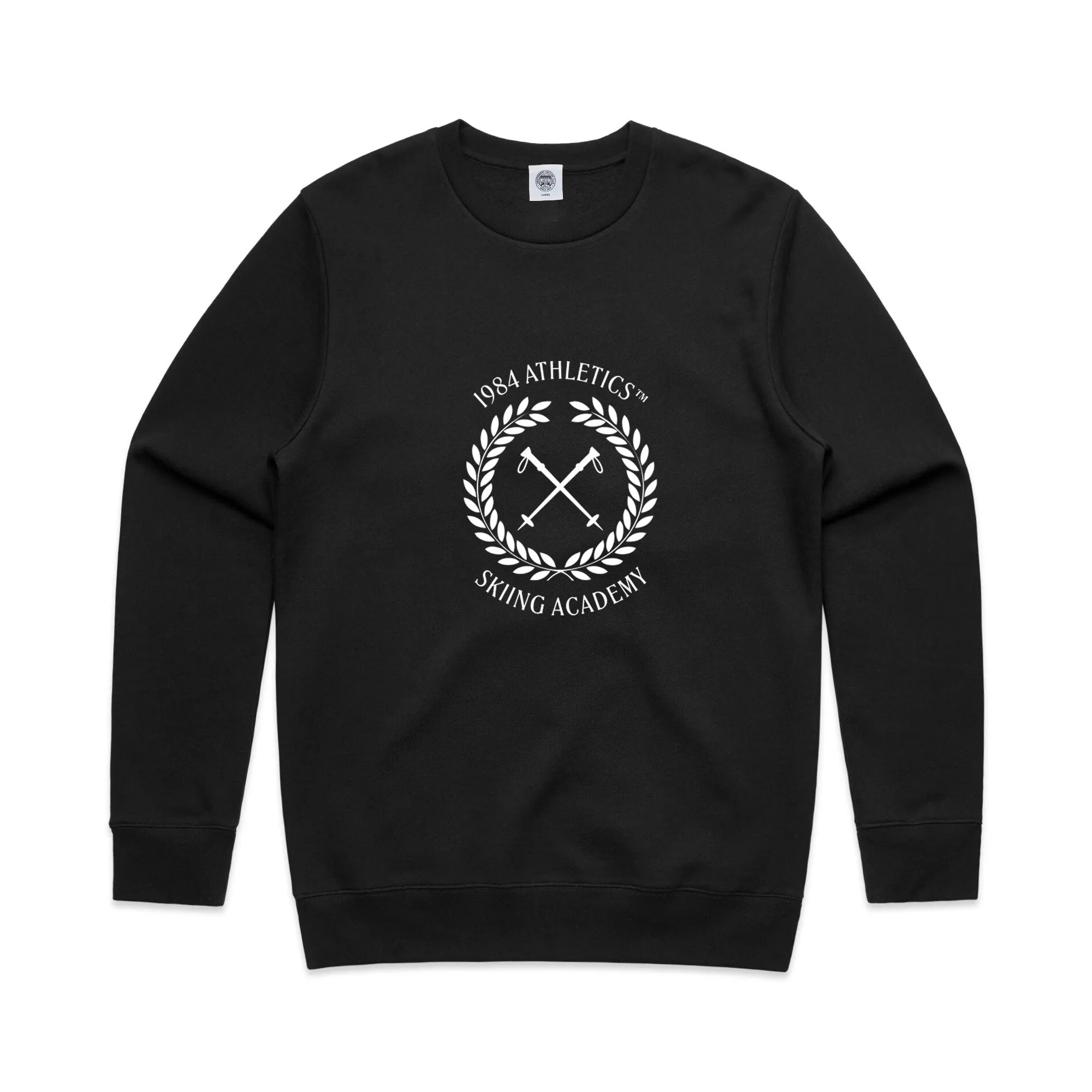Vice 84 'Ski Academy' Crew Sweater - Black Classic Layer Subtle Texture Detail
