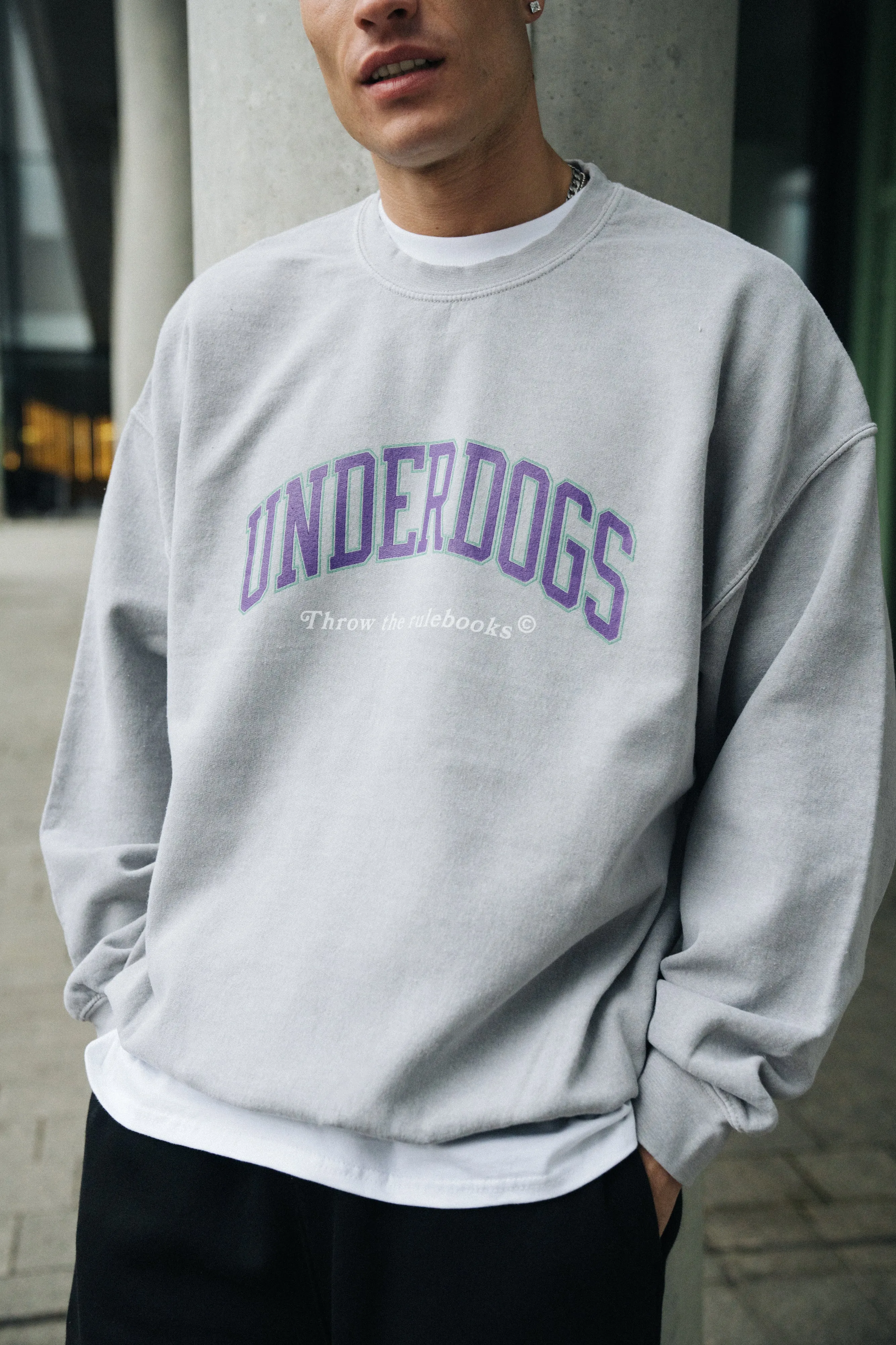 Tagless Labeling Vice 84 'Underdogs' Vintage Washed Sweater - Ash Grey