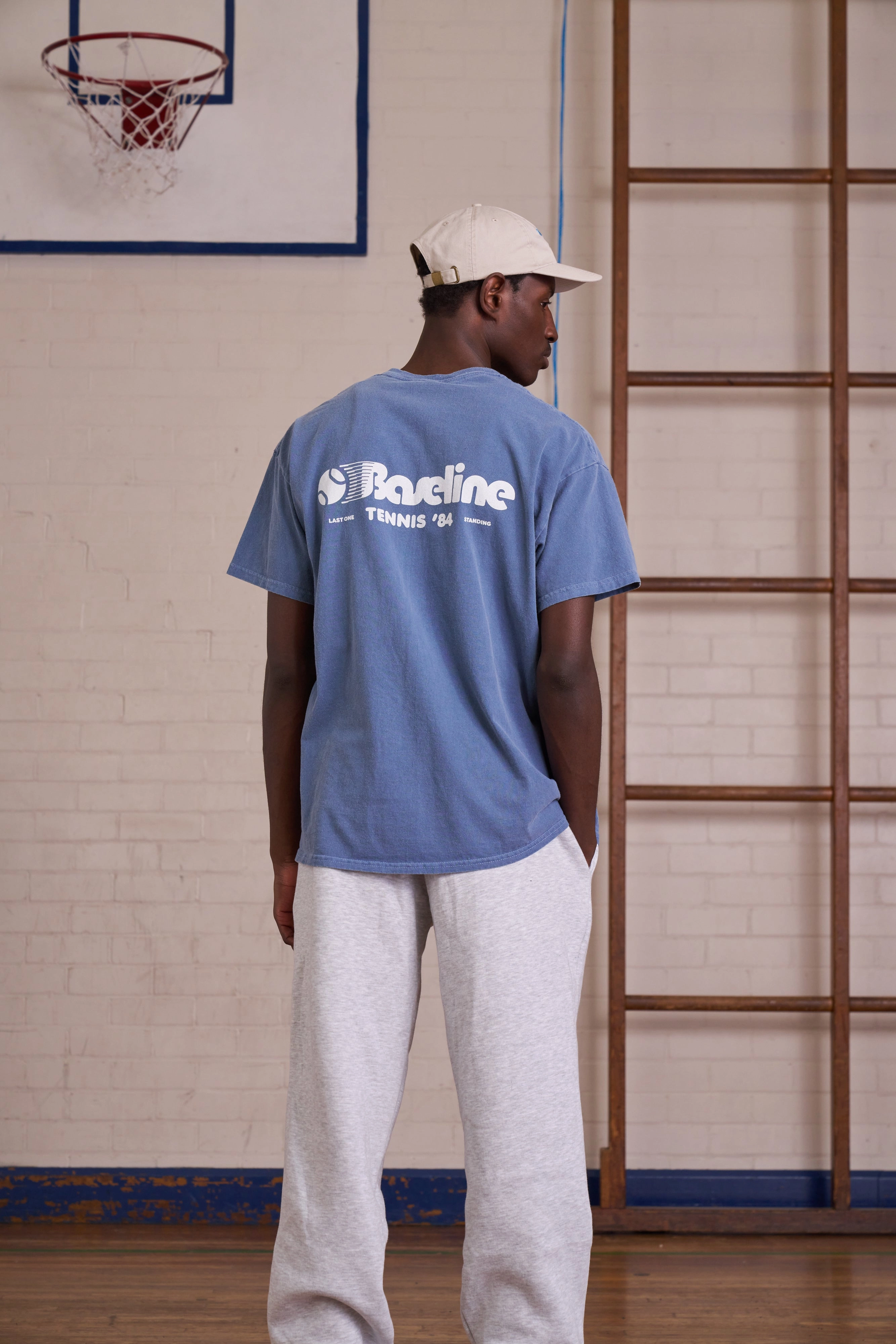 Vice 84 *10 Years Of* 'Baseline' Tee - Vintage Washed Blue Layered Collar Structure Active Comfort