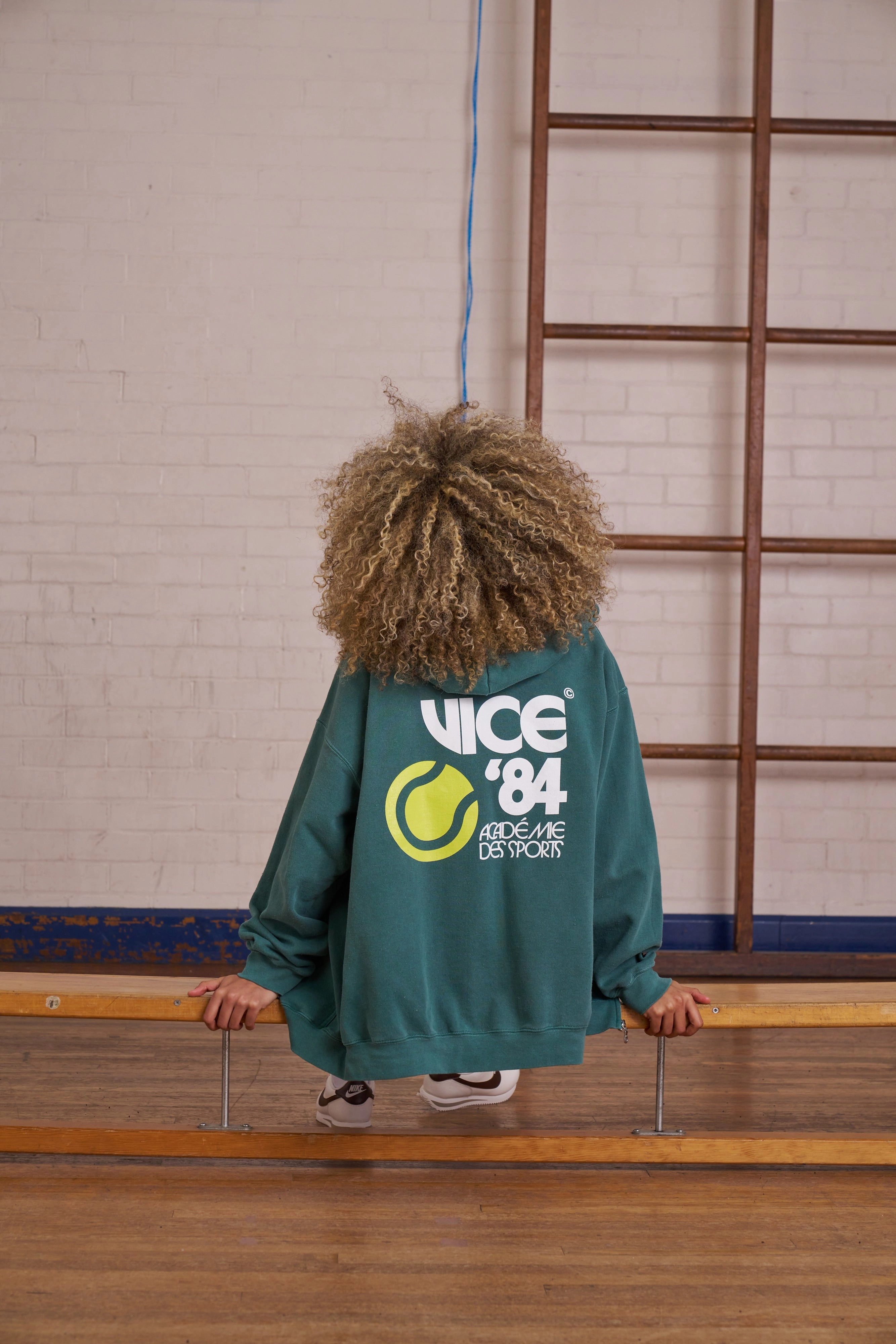 Sport Style Vice 84 *10 Years Of* 'Tennis' Zip Up Vintage Washed Hoodie - Green