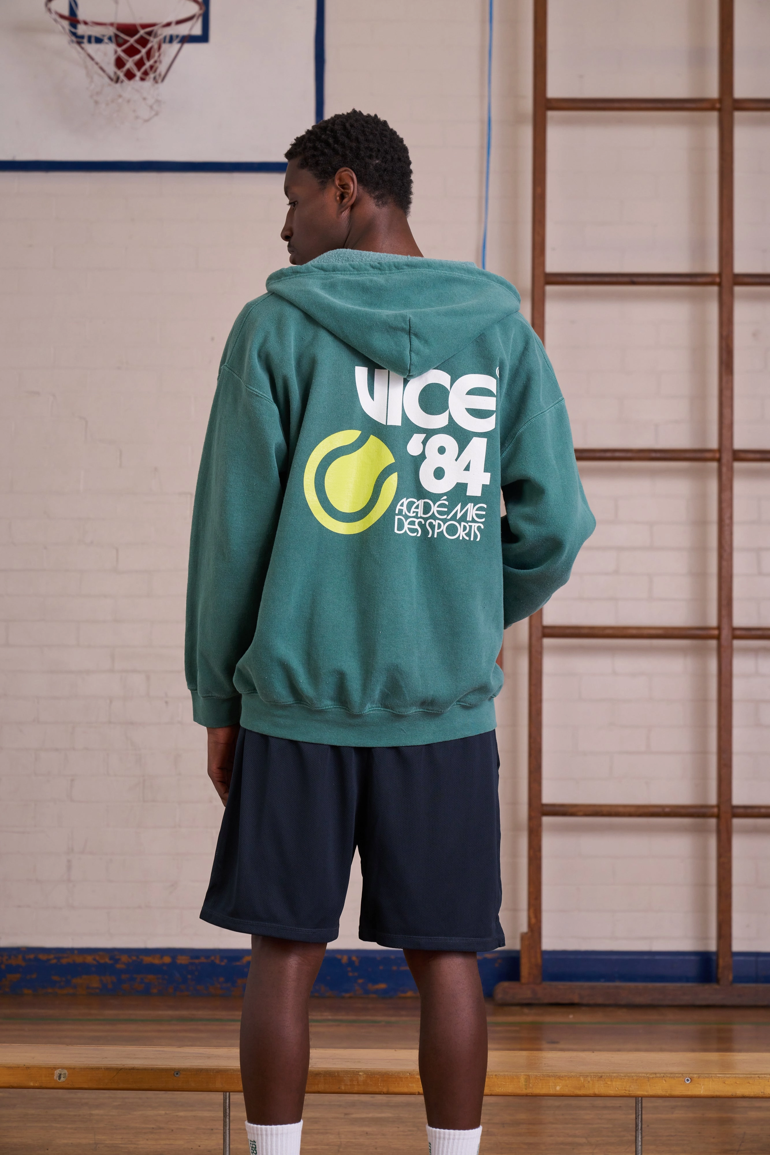Vice 84 *10 Years Of* 'Tennis' Zip Up Vintage Washed Hoodie - Green City Wear