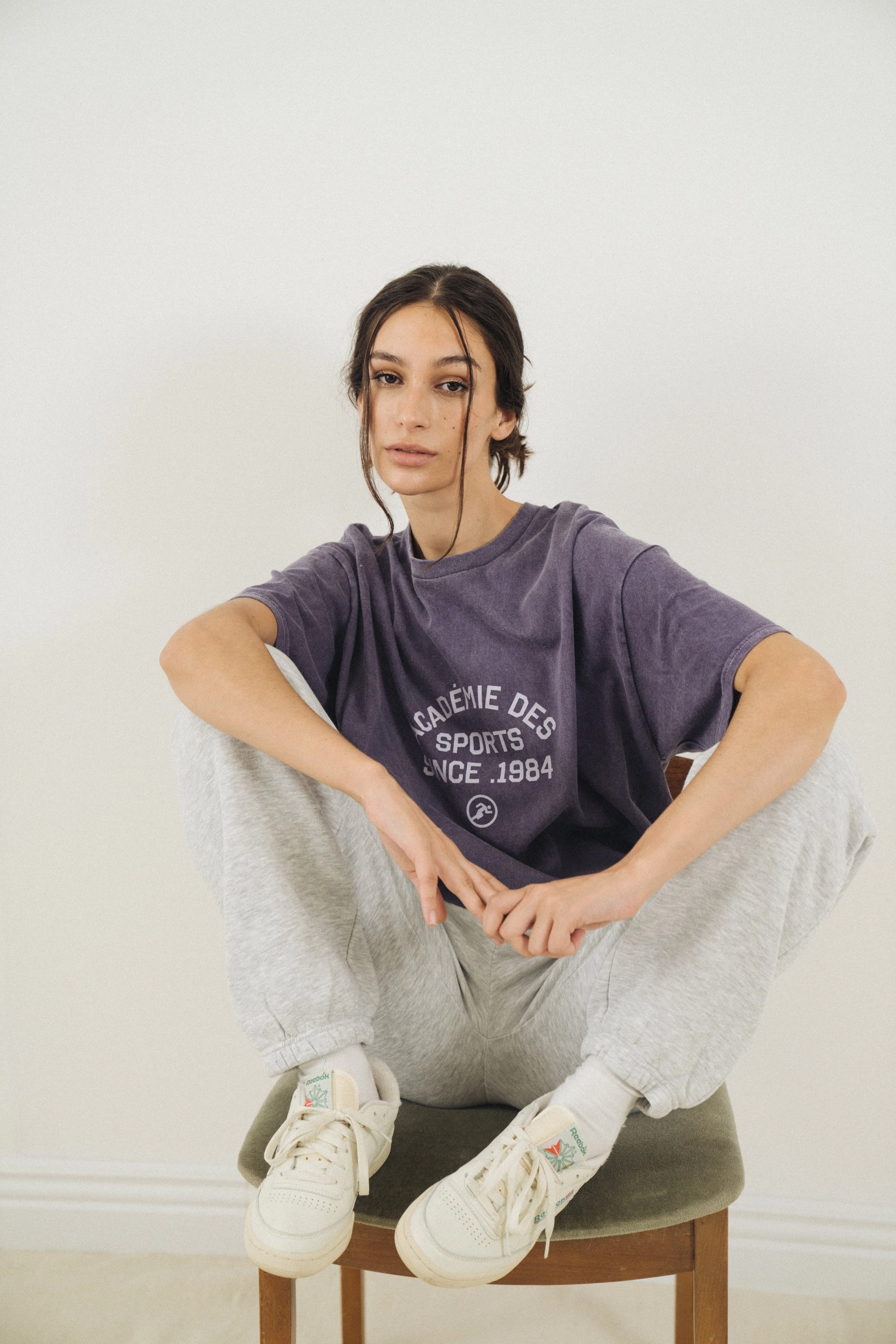 Vice 84 'Acad??mie Des Sports' Vintage Washed Tee - Violet Beach Wear Reversible Design Concept