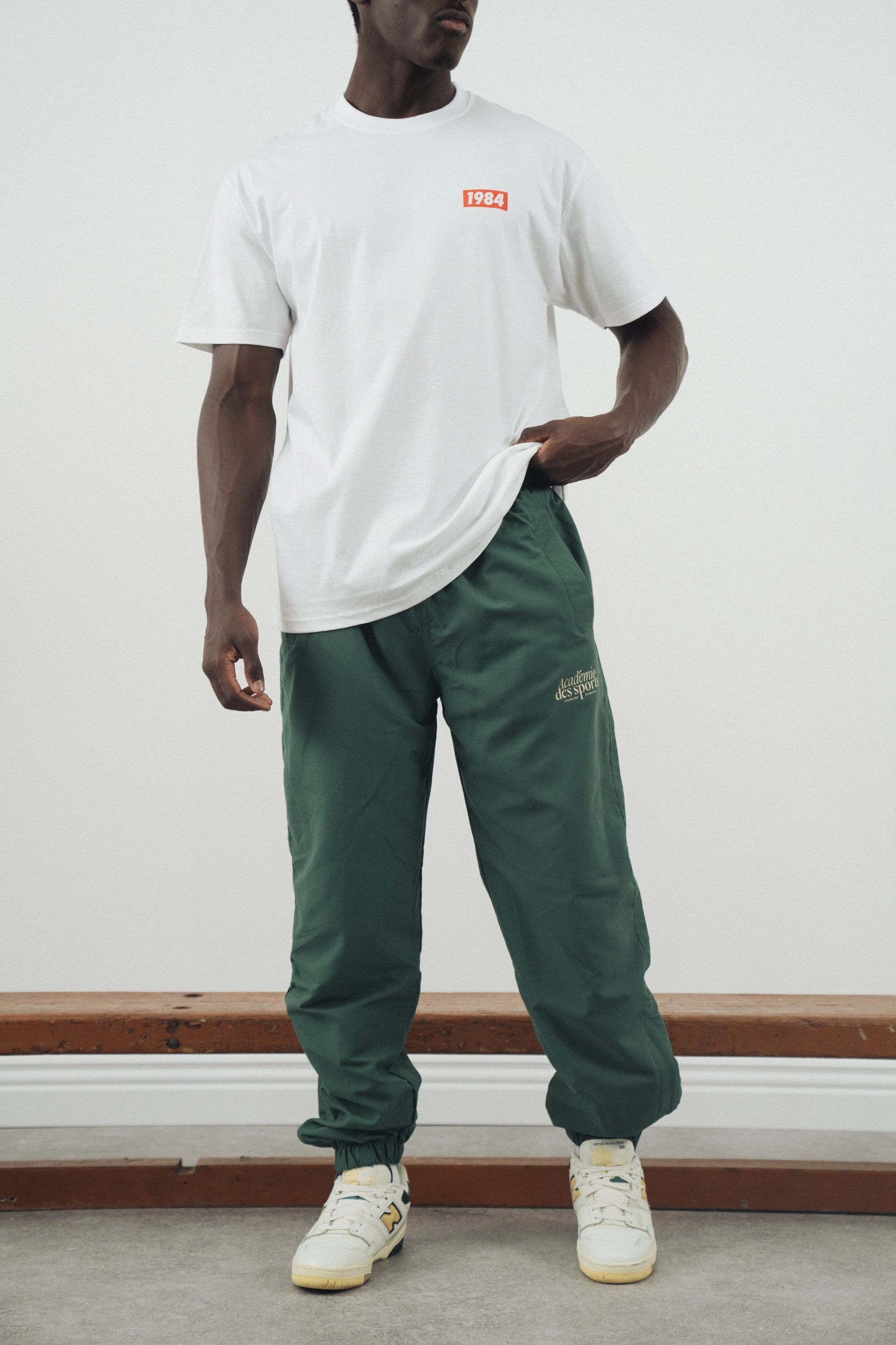 Relaxed Style Body Sculpting Vice 84 'Acad??mie Des Sports Script' Nylon Trackpants - Green