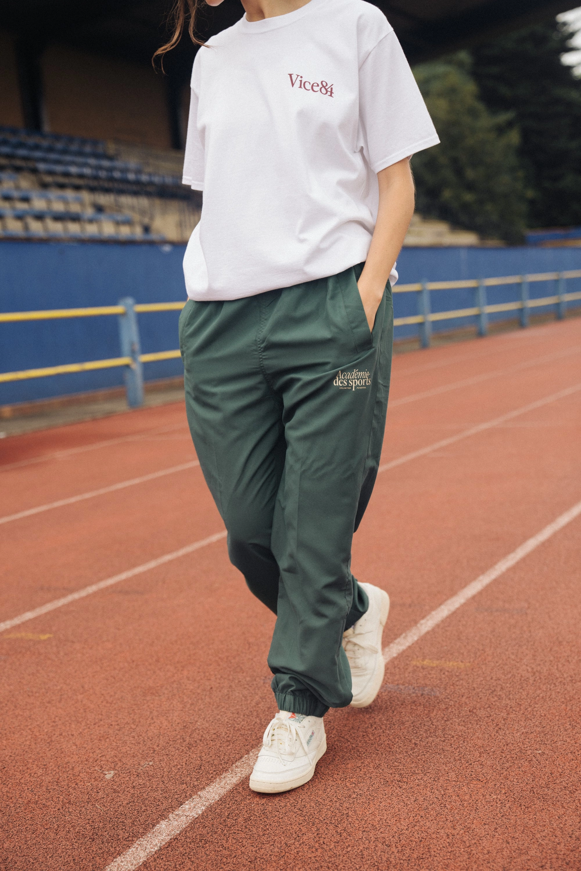 Stay Cool Urban Cool Vice 84 'Acad??mie Des Sports Script' Nylon Trackpants - Green