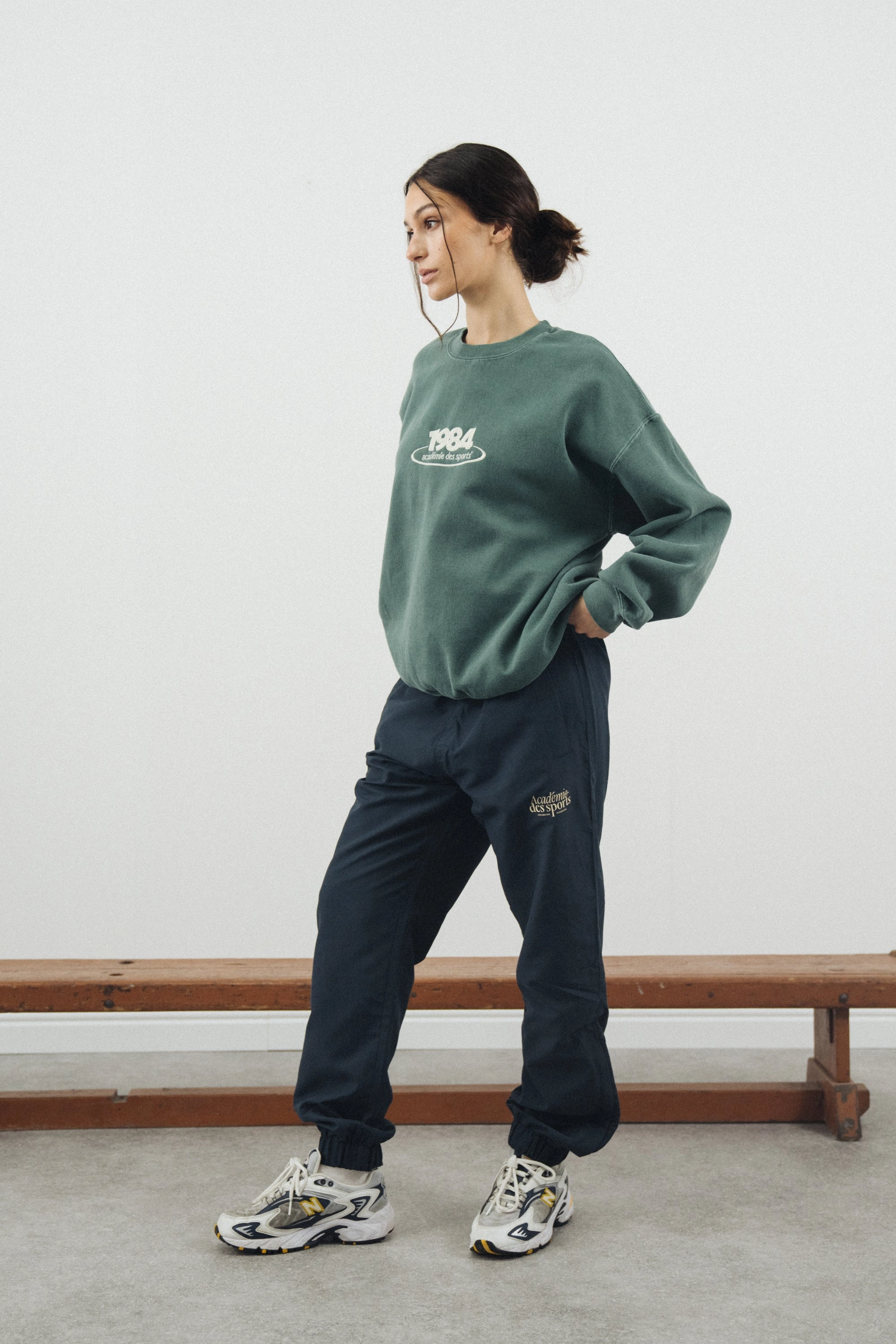 Vice 84 'Acad??mie Des Sports Script' Nylon Trackpants - Navy Casual Active Wear Adjustable Drawcord