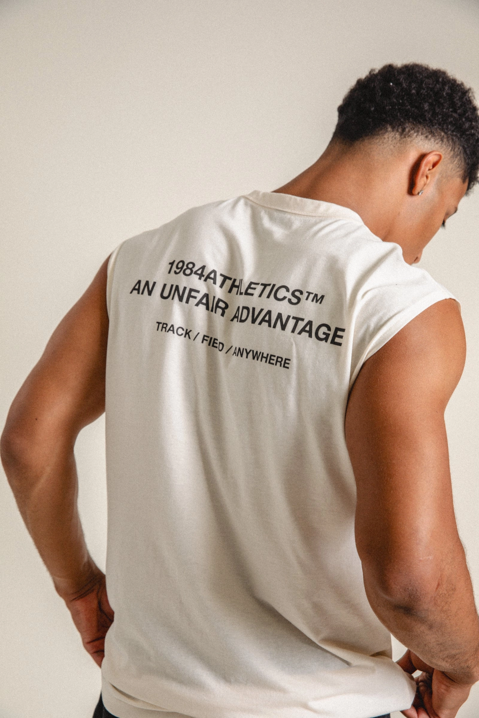 Vice 84 'Athletics' Active Tank - Ecru Eco Friendly Dyes