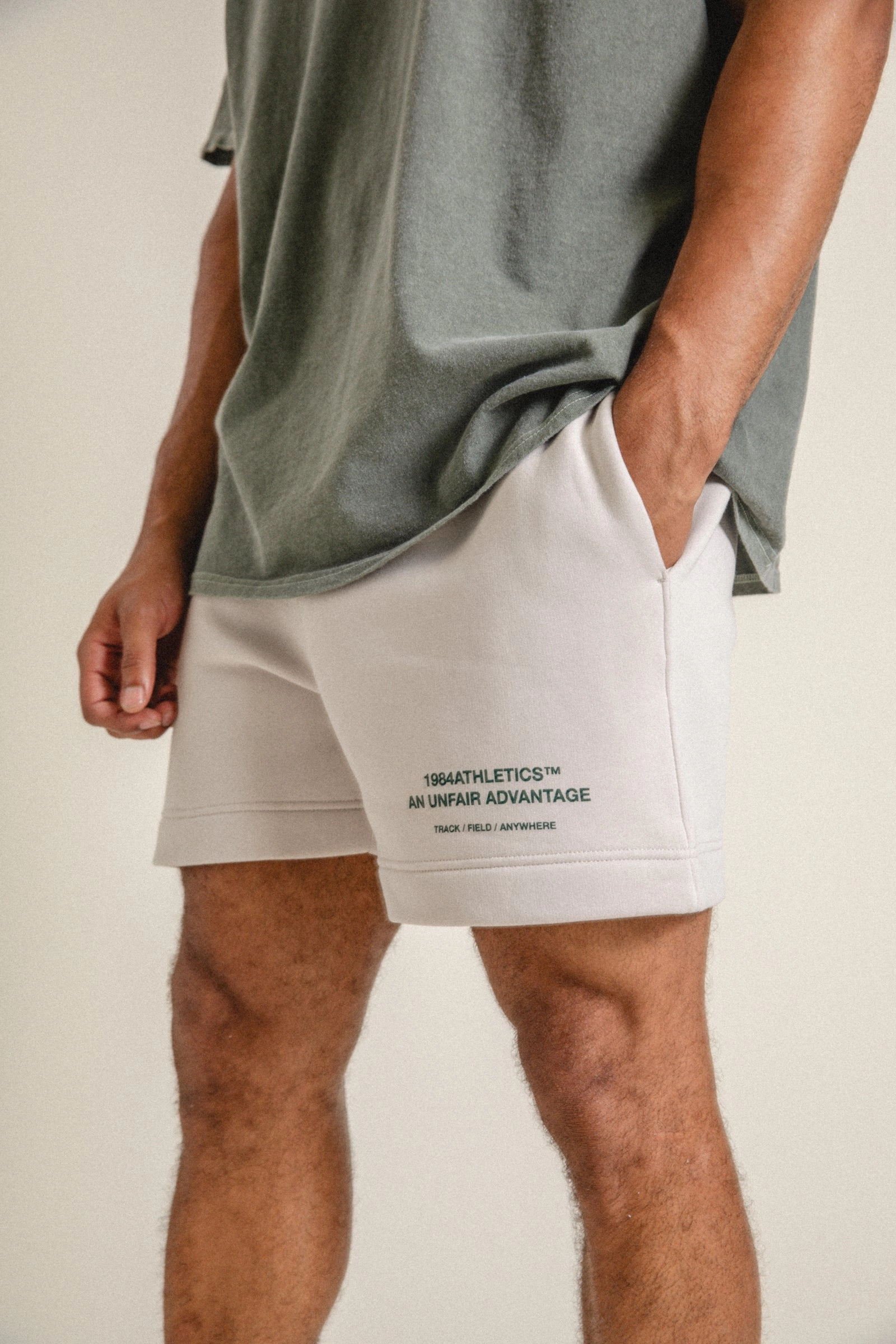 Vice 84 'Athletics' Jogger Shorts - Bone Non Irritating Seams