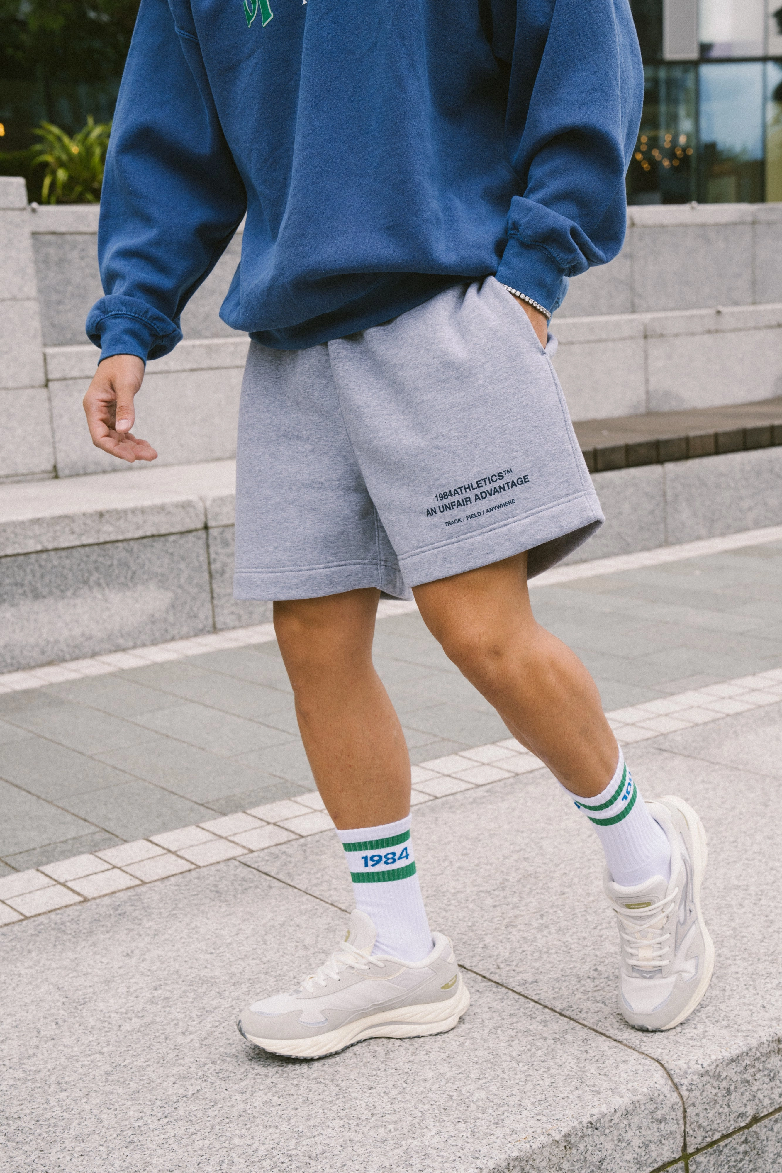 Vice 84 'Athletics' Jogger Shorts - Grey Organic Cotton Playful Look