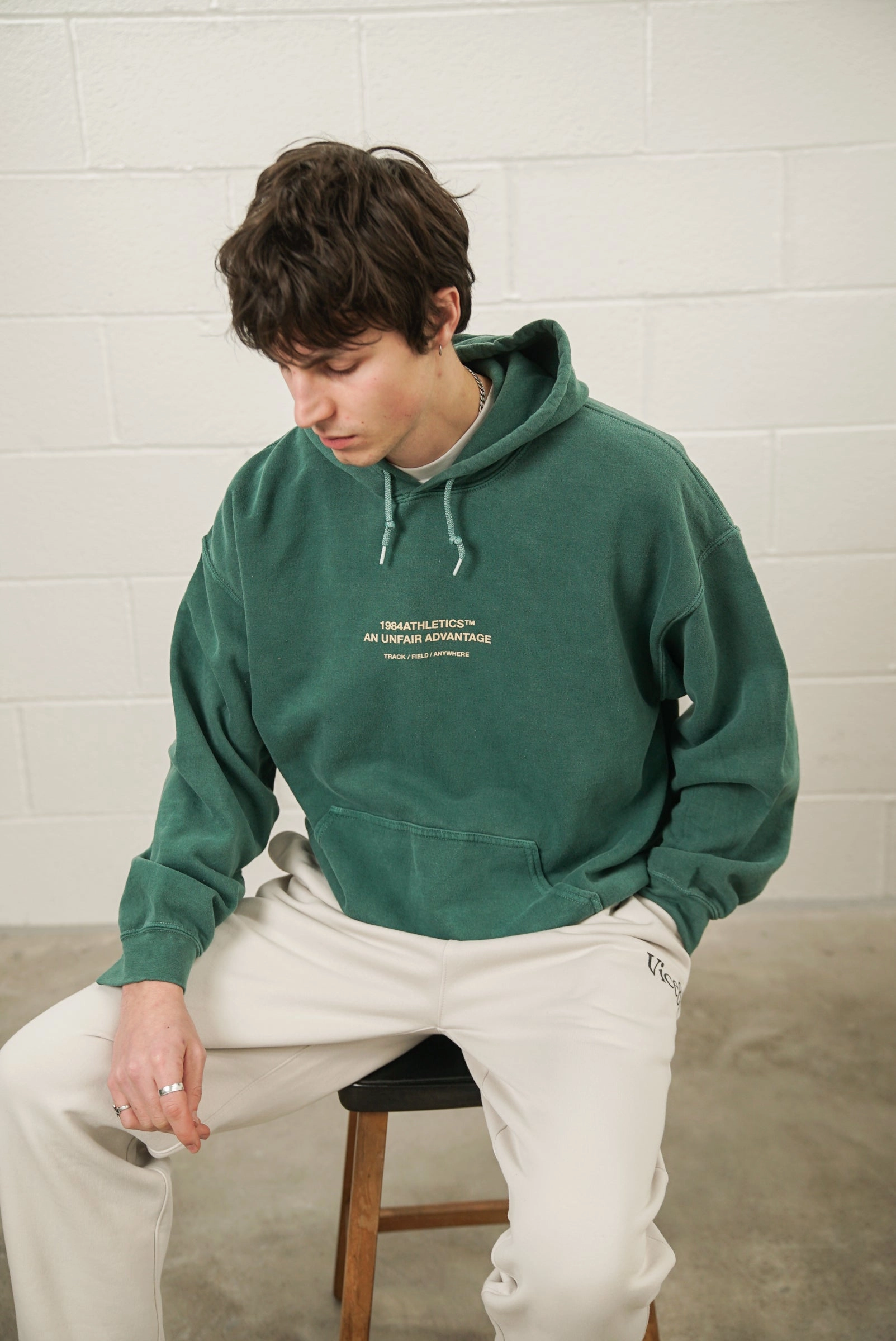 Vice 84 'Athletics' Vintage Washed Hoodie - Forest Beach club style Personalizable