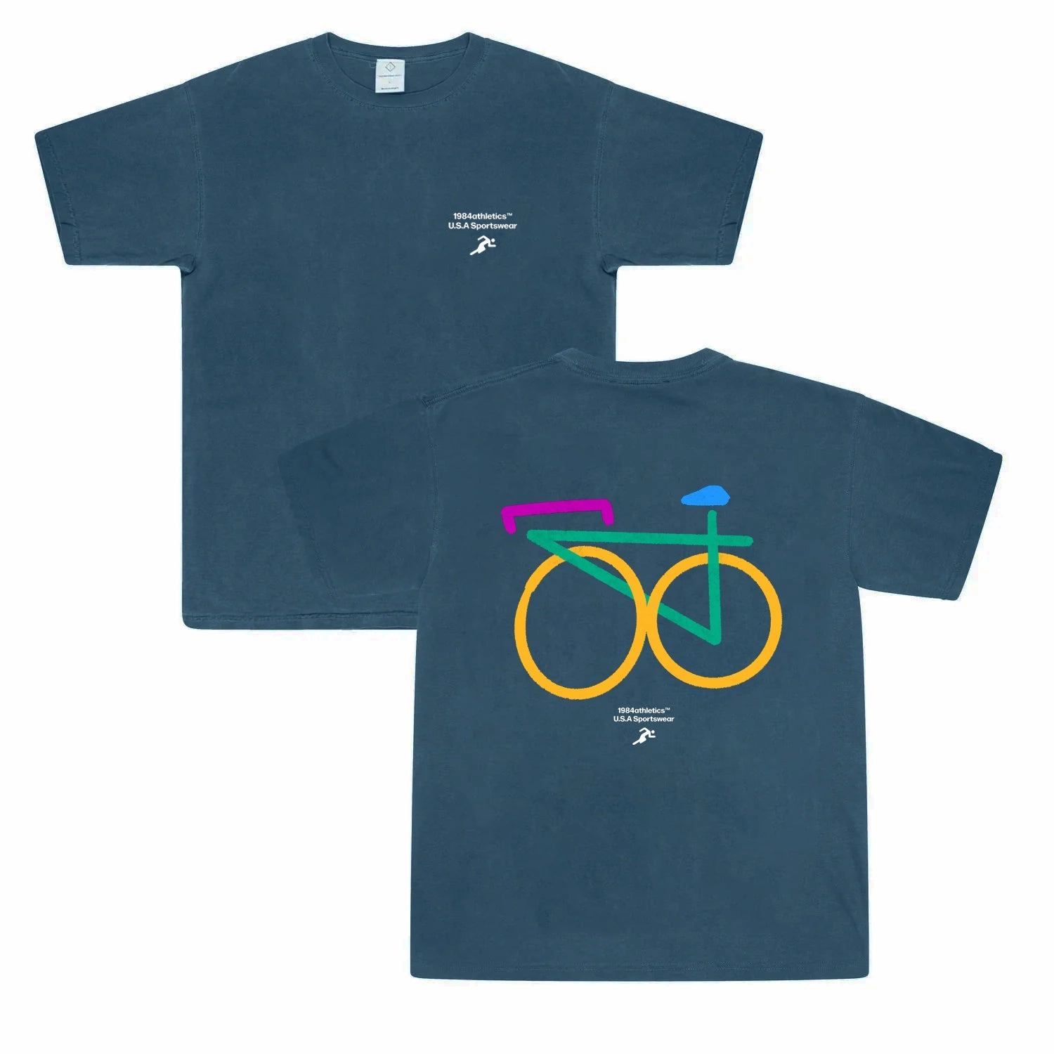 Vice 84 'Bicycle' Vintage Washed Tee - Navy Casual Day Wear