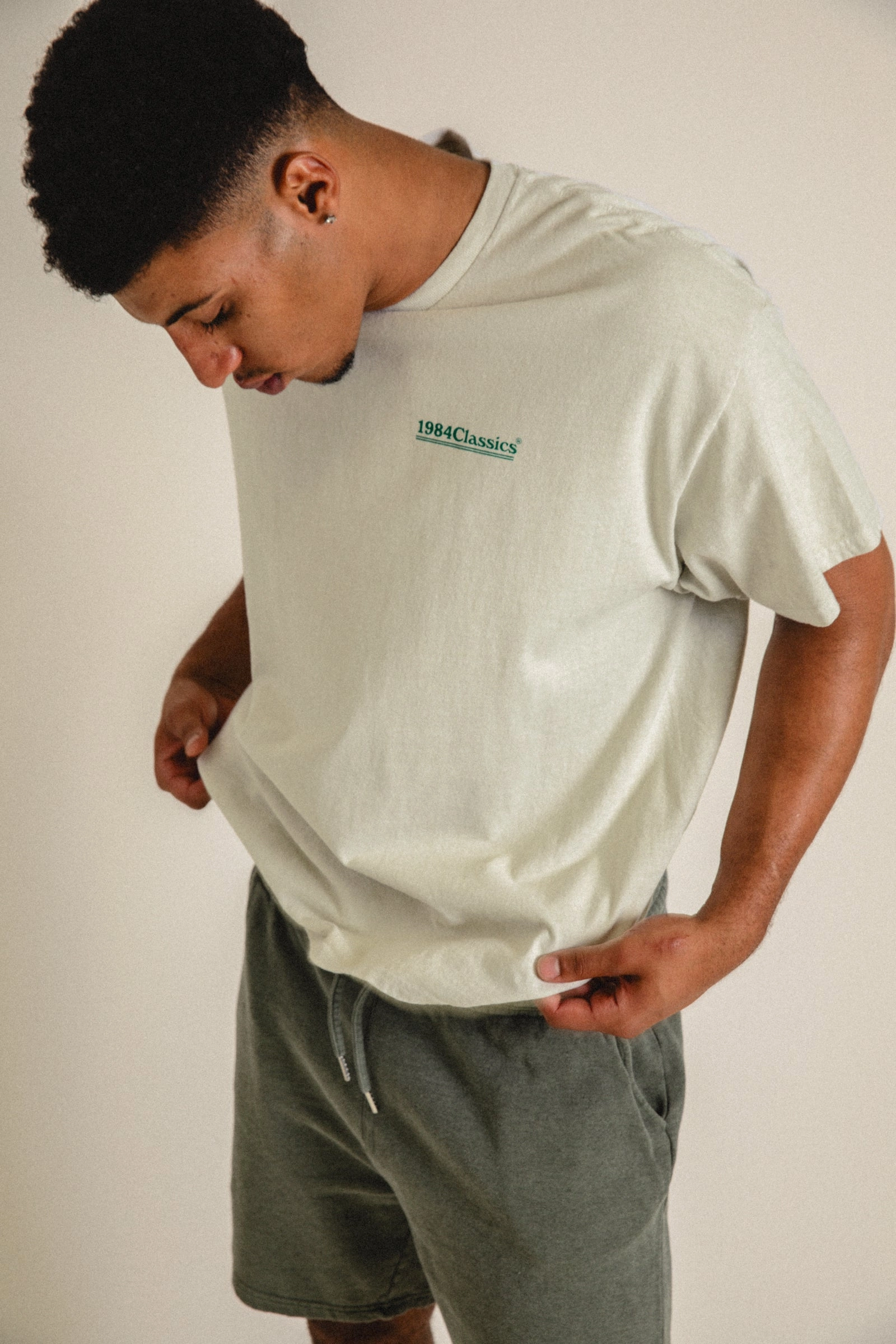 Effortless Daywear Customizable Vice 84 'Classics' Vintage Washed Tee - Cream