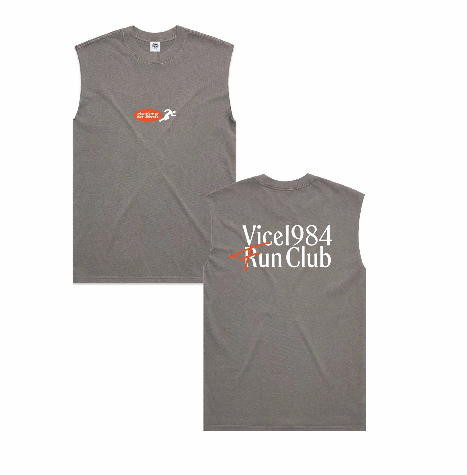 Vice 84 'Fun Club' Active Tank - Faded Grey Soft and Light