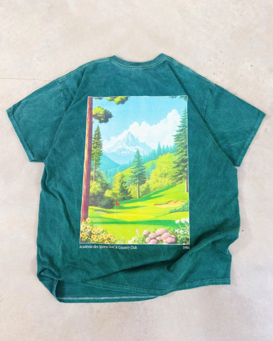 Vice 84 'Golf & Country Club' Vintage Washed Tee - Forest Layered Collar