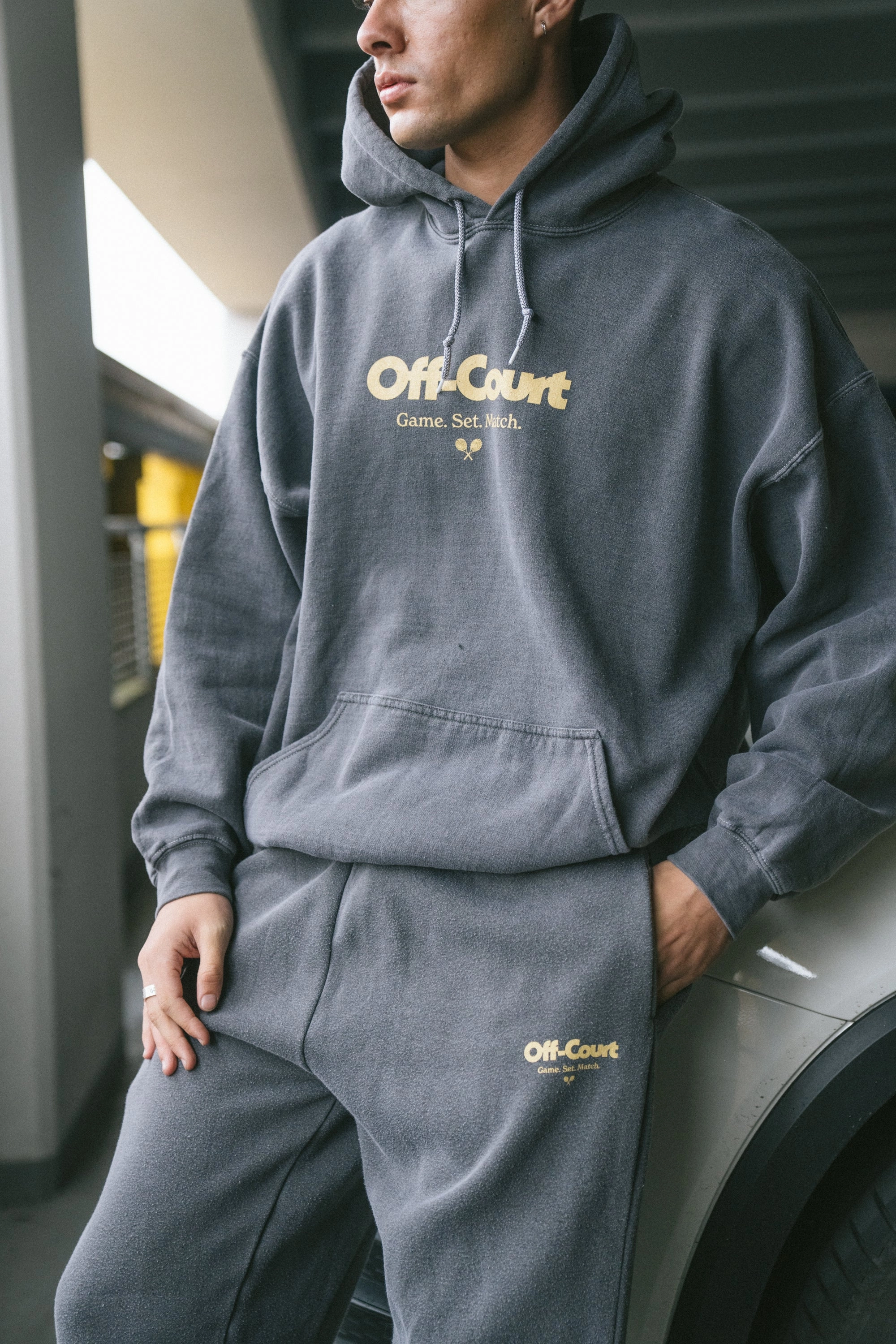 Vice 84 'Off-Court GSM' Hoodie & Jogger Set -  Vintage Washed Charcoal Masculine style Urban Nomad
