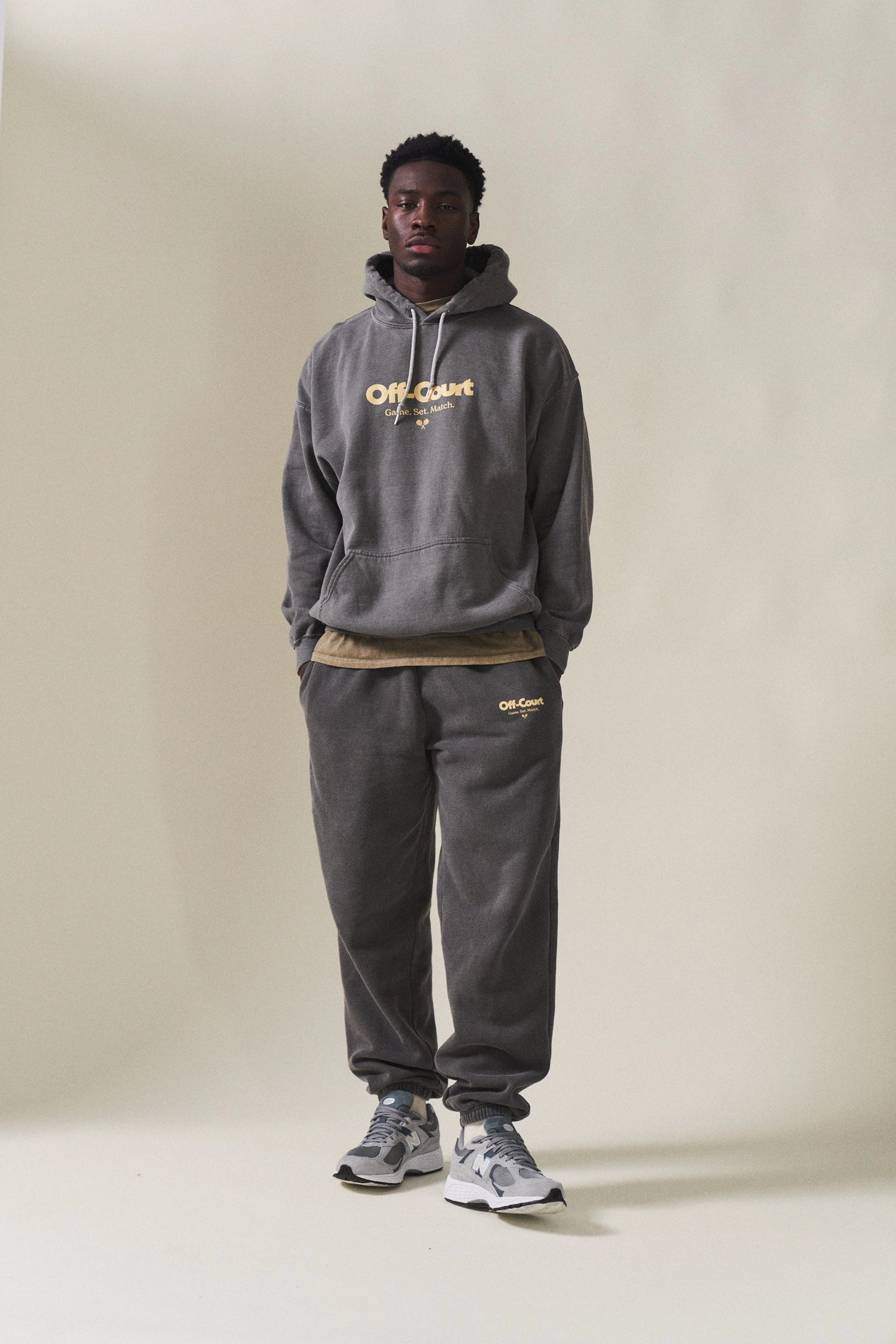 slim fit Vice 84 'Off-Court GSM' Hoodie & Jogger Set -  Vintage Washed Charcoal
