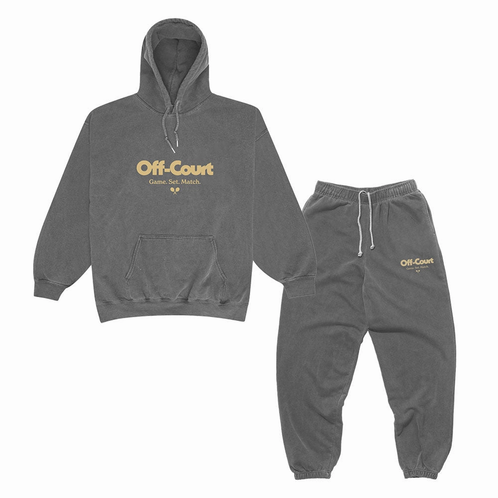 Vice 84 'Off-Court GSM' Hoodie & Jogger Set -  Vintage Washed Charcoal Athletic Apparel rollerblade wear