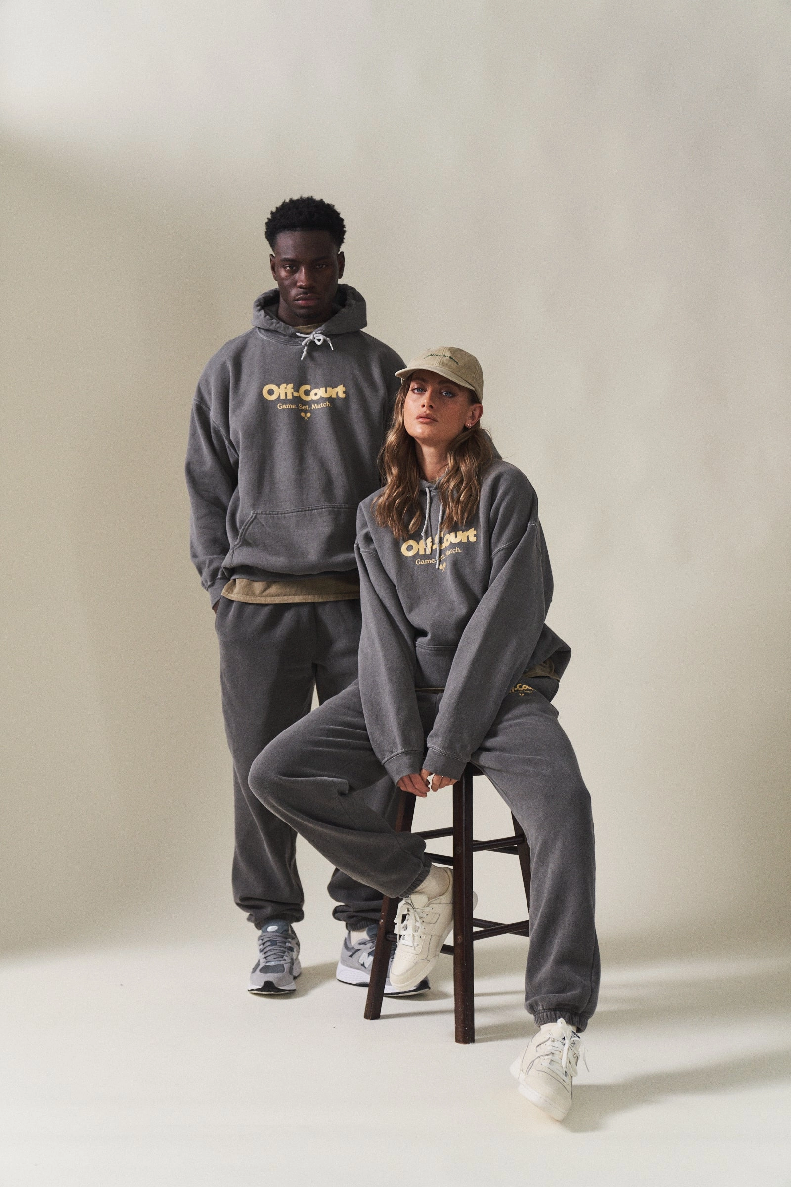 Flexible Waistband Vice 84 'Off-Court GSM' Hoodie & Jogger Set -  Vintage Washed Charcoal