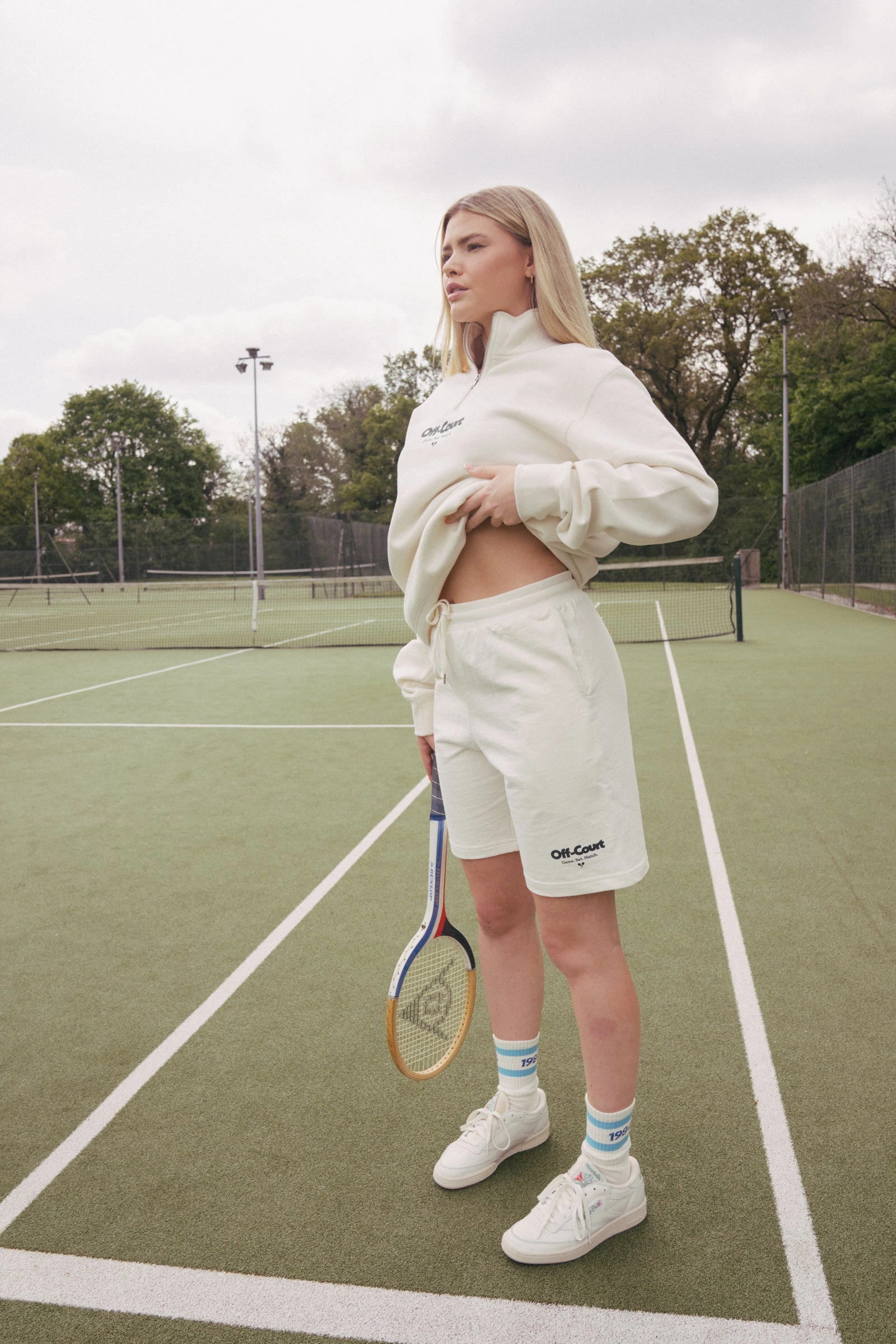 Quick Access Zip Pockets Luxury Feel Vice 84 'Off-Court GSM' Jogger Shorts - Ecru