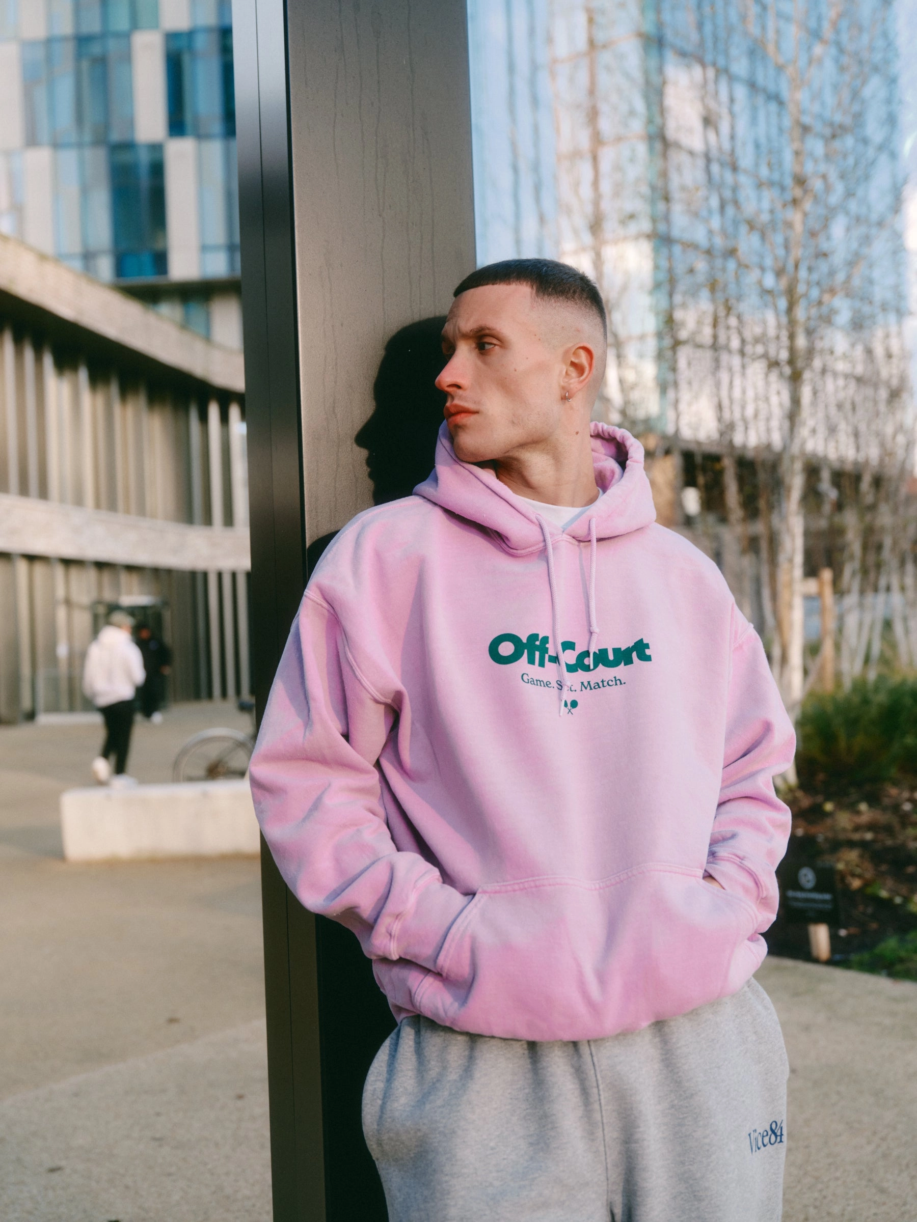 Vice 84 'Off-Court GSM' Vintage Washed Hoodie - Pink Eid wear