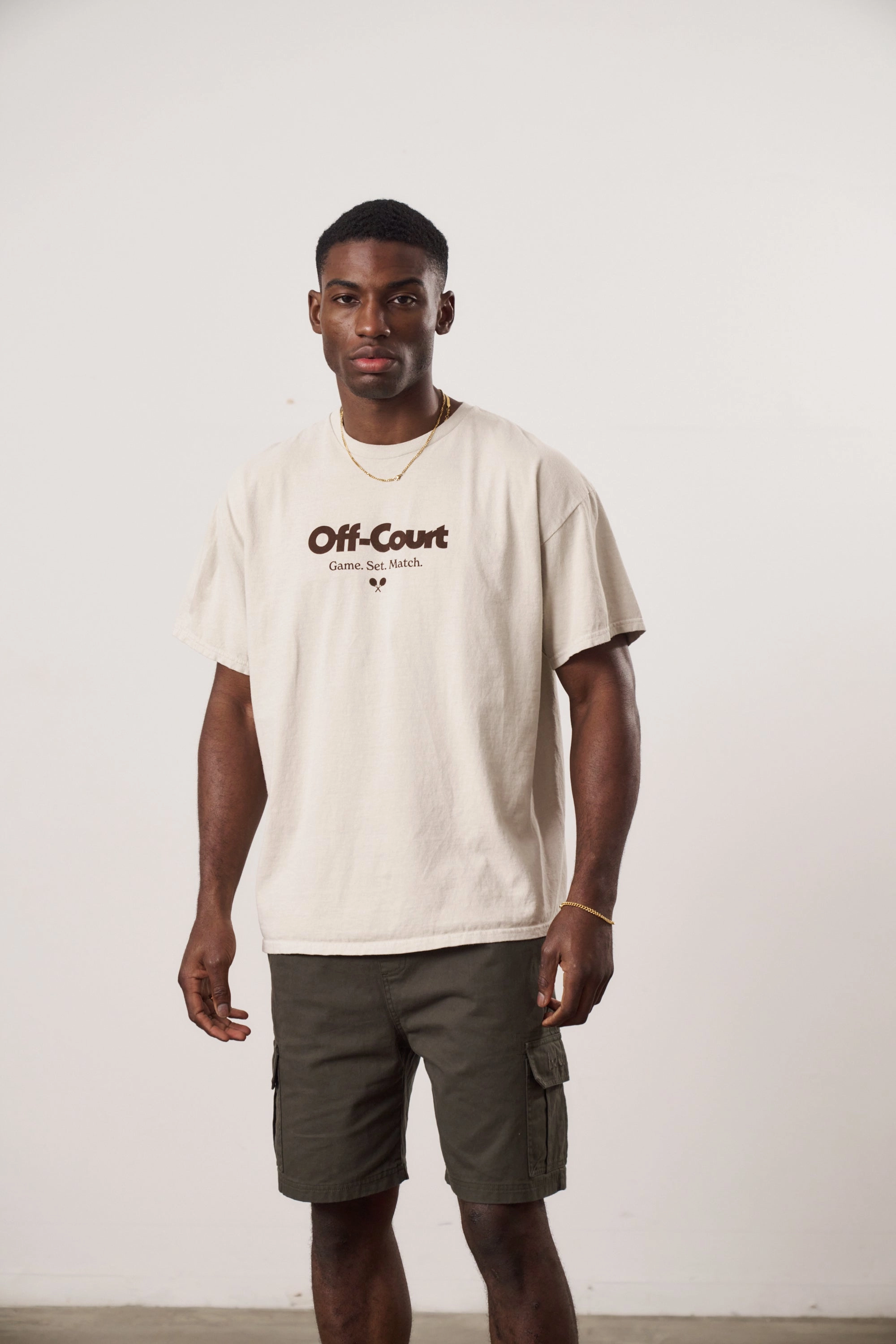 Vice 84 'Off-Court GSM' Vintage Washed Tee - Cream Wrinkle Resistant Texture Holiday Outfit Style