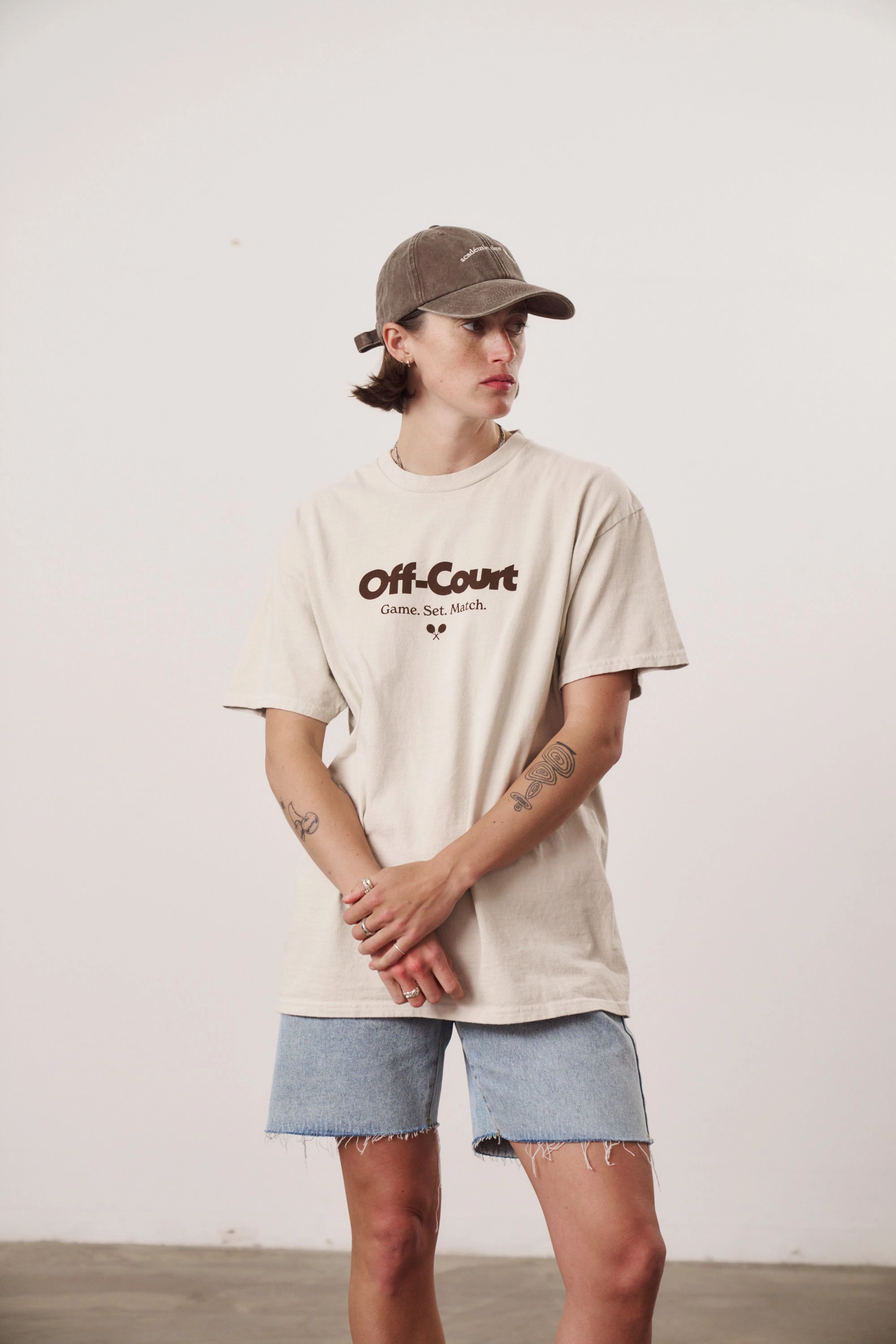 Vice 84 'Off-Court GSM' Vintage Washed Tee - Cream perfect for all-day wear SkinFriendlyFibers