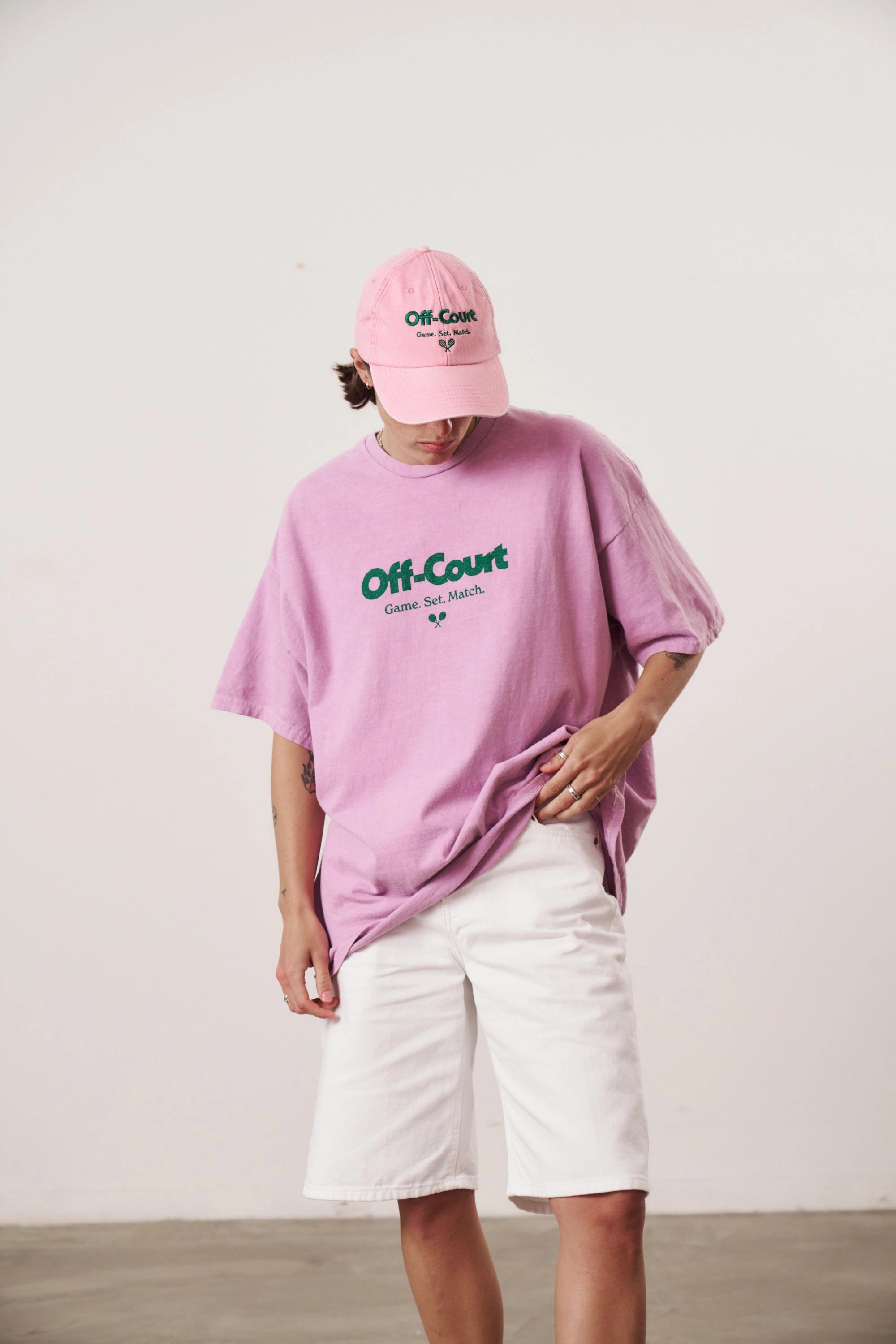 Vice 84 'Off-Court GSM' Vintage Washed Tee - Pink Plus Size