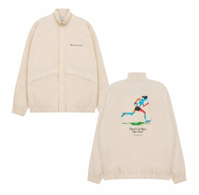 Vice 84 'Olympic Runner' Nylon Track Jacket - Ecru Light Weight