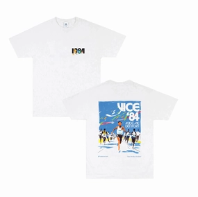AntiStaticFinish Longline Hemline Vice 84 'Olympic Runner' Tee - White