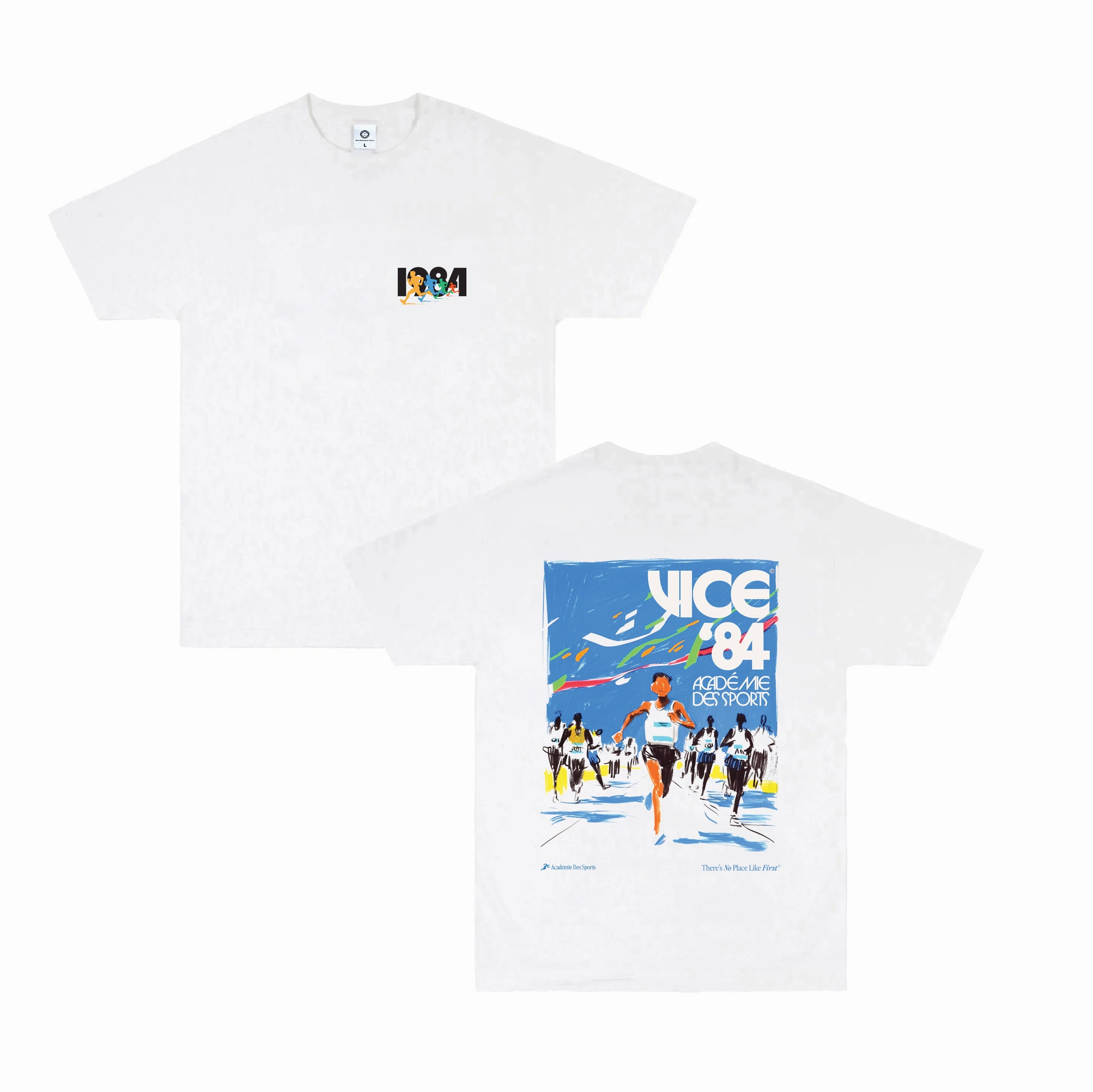AntiStaticFinish Longline Hemline Vice 84 'Olympic Runner' Tee - White