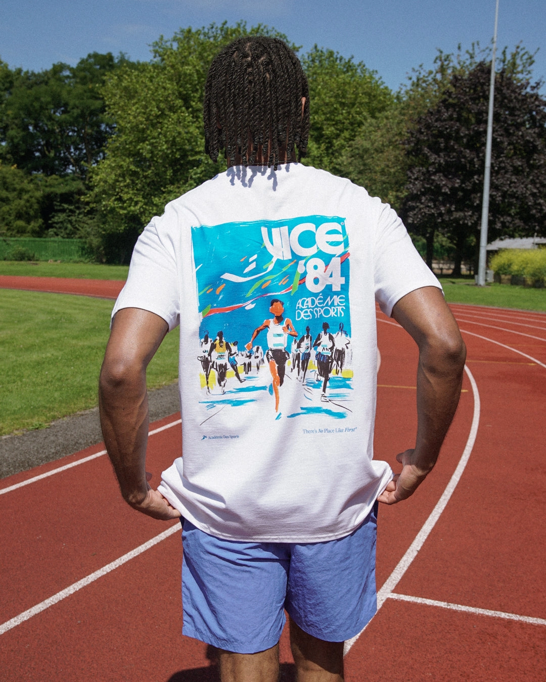Vice 84 'Olympic Runner' Tee - White Minimalist Stitching Relaxed Look
