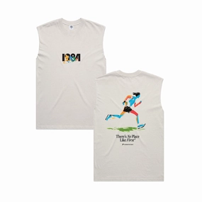 Vice 84 'Olympic Sprinter' Active Tank - Faded Bone Double Stitched Seams