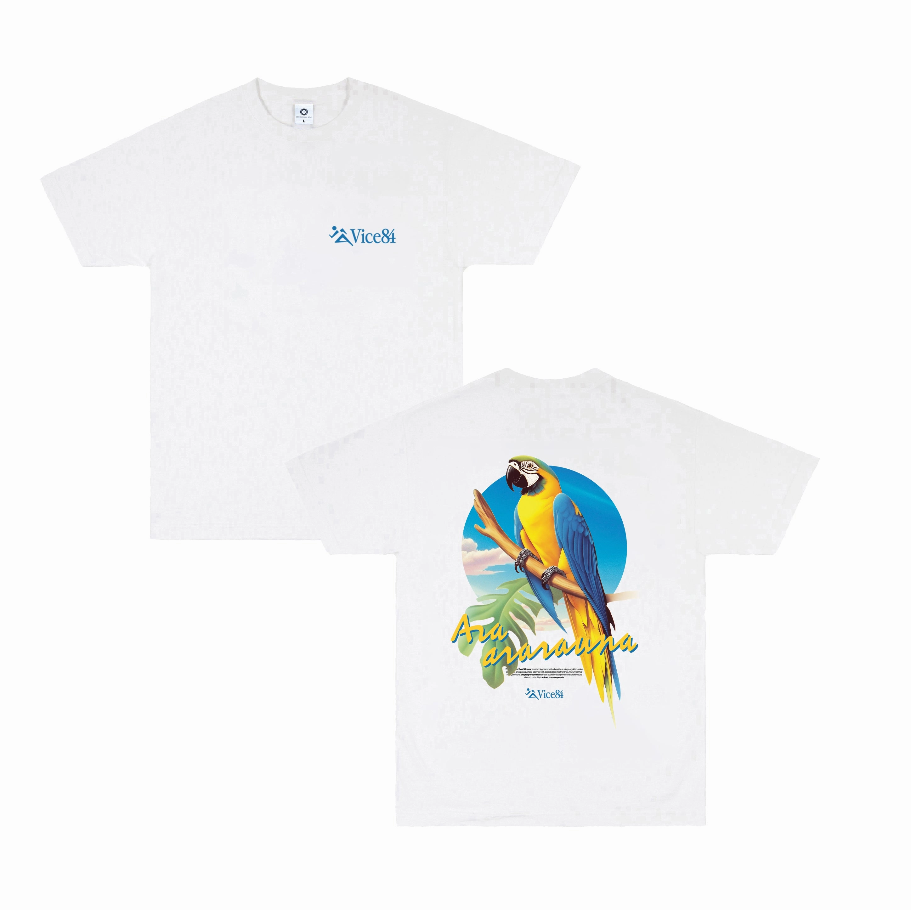Vice 84 'Parrot' Tee - White Minimal Comfort Style